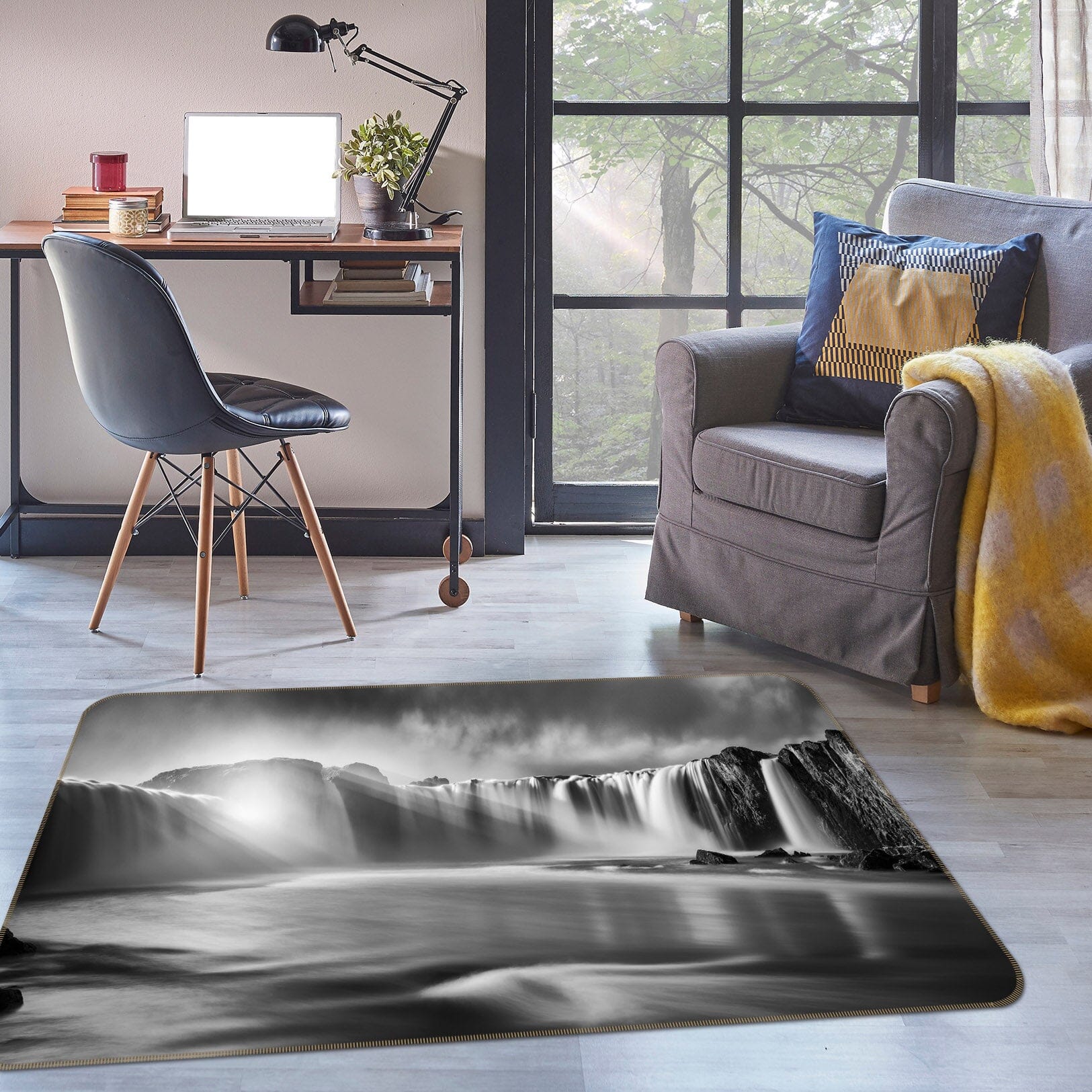 3D Grey Waterfall 1121 Marco Carmassi Rug Non Slip Rug Mat Mat AJ Creativity Home