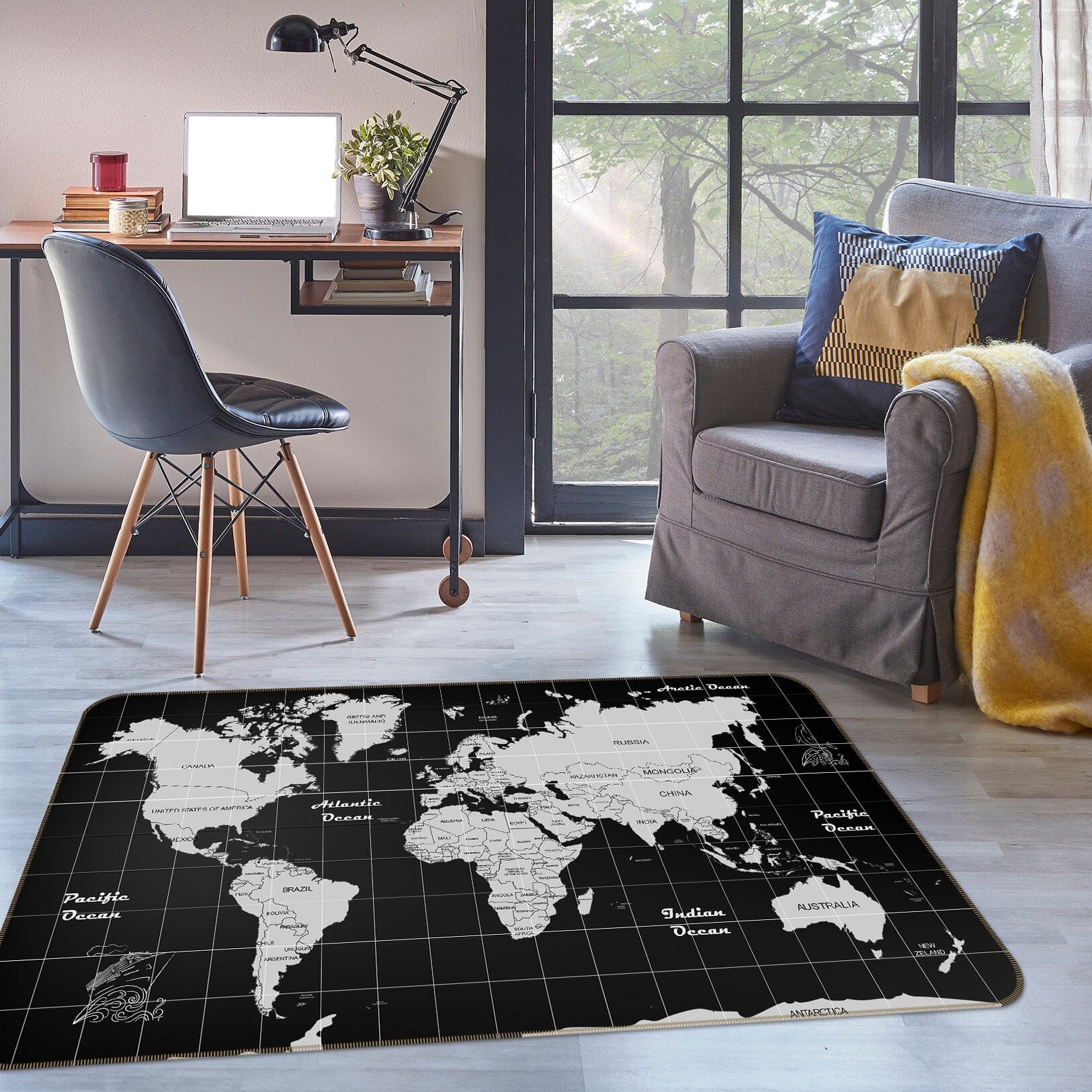 3D Dark World 272 World Map Non Slip Rug Mat Mat AJ Creativity Home