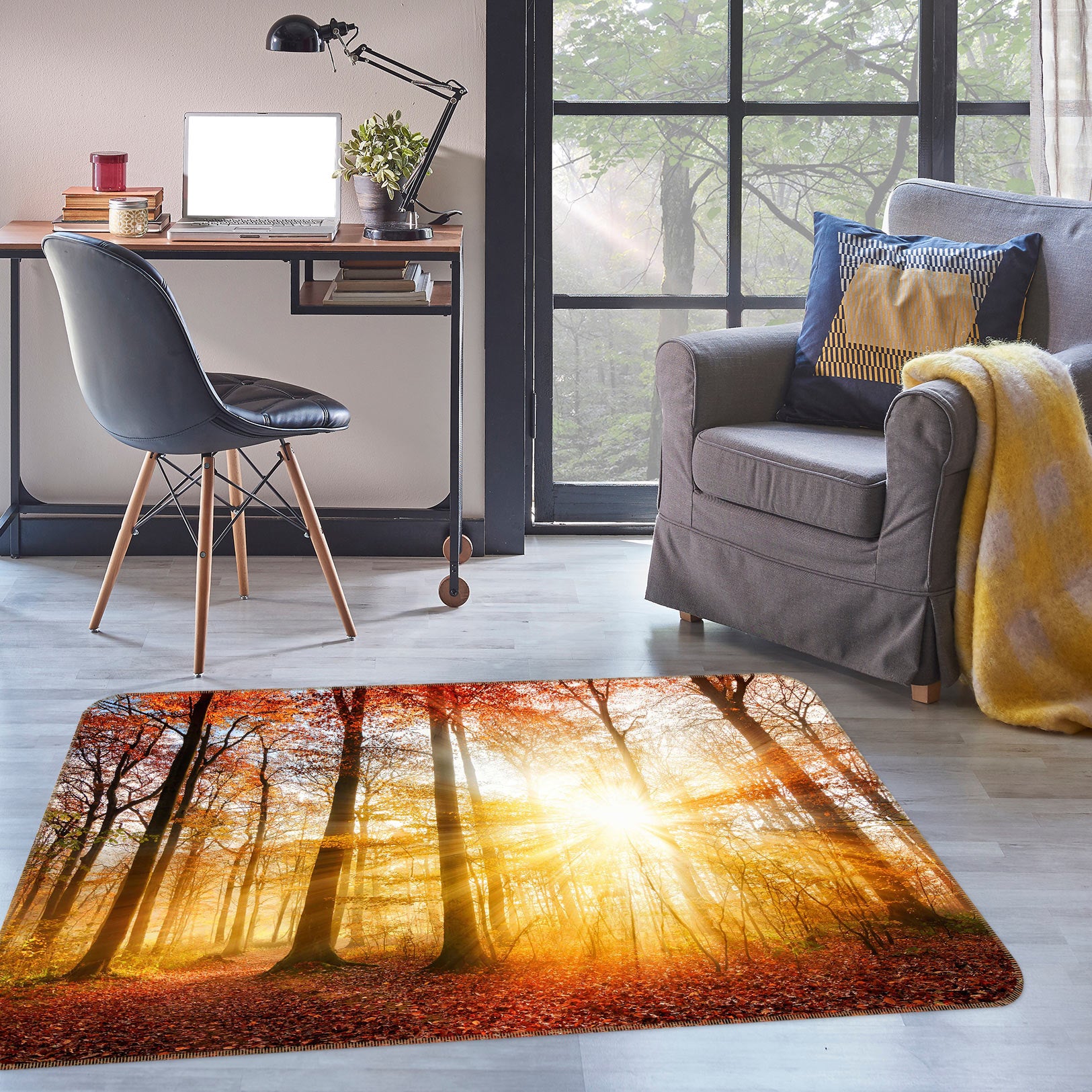 3D Sunny Woods 77123 Non Slip Rug Mat
