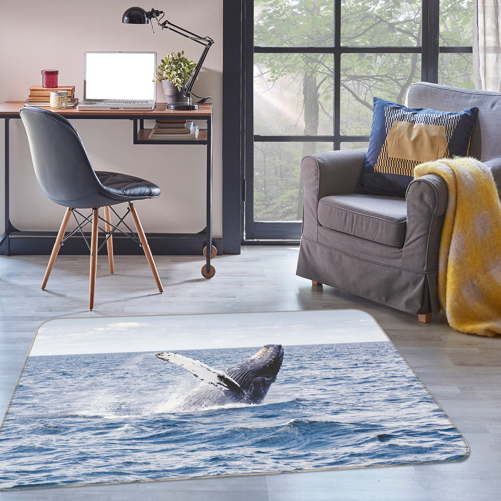 3D Whale Sea 098 Animal Non Slip Rug Mat