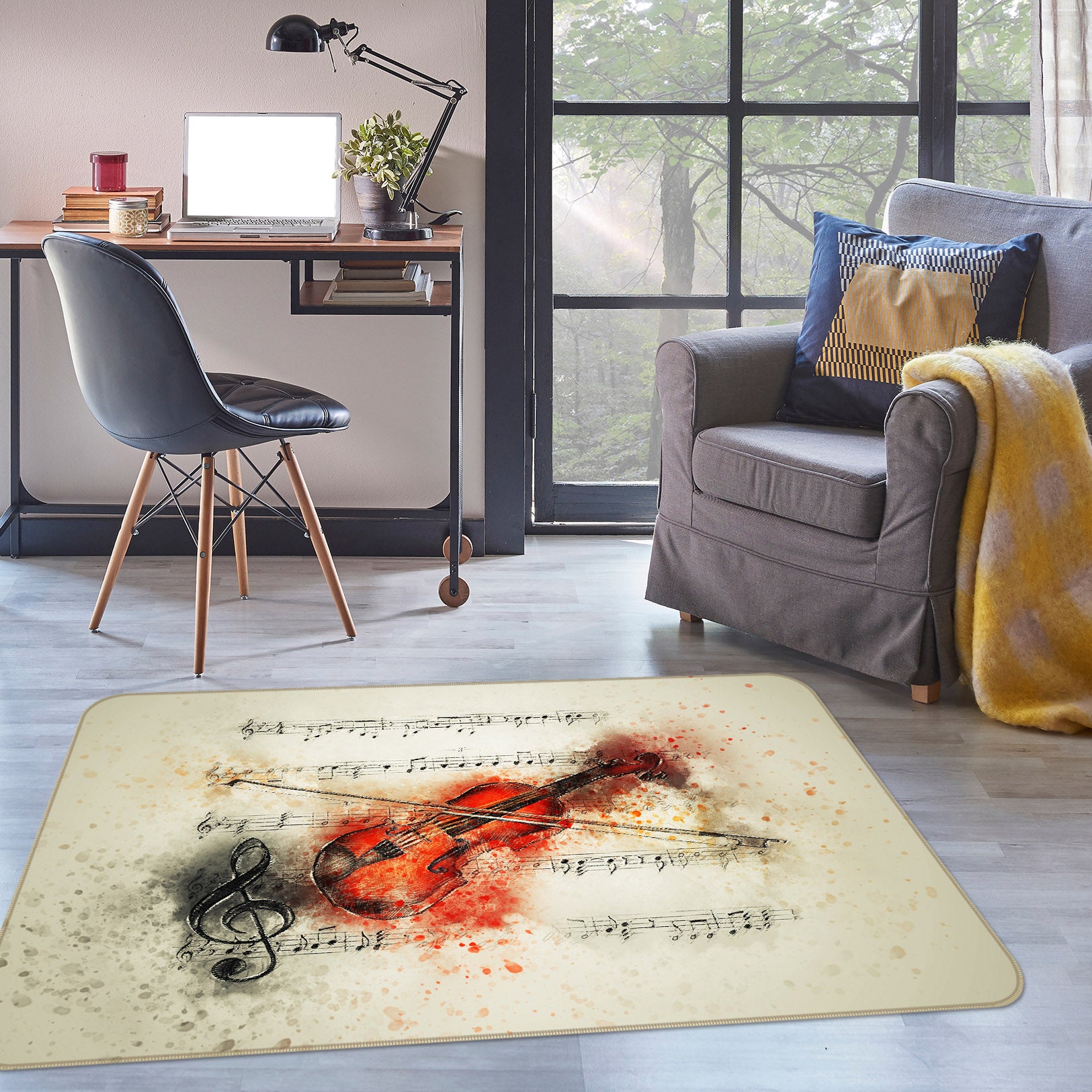 3D Violin 36204 Non Slip Rug Mat