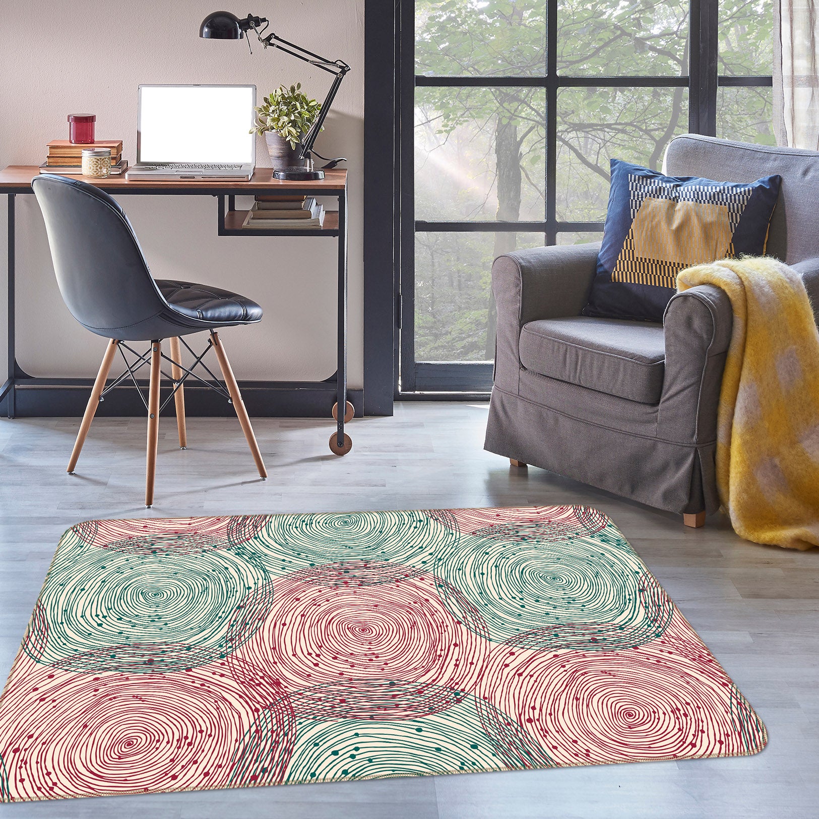 3D Circle Pattern 34233 Non Slip Rug Mat