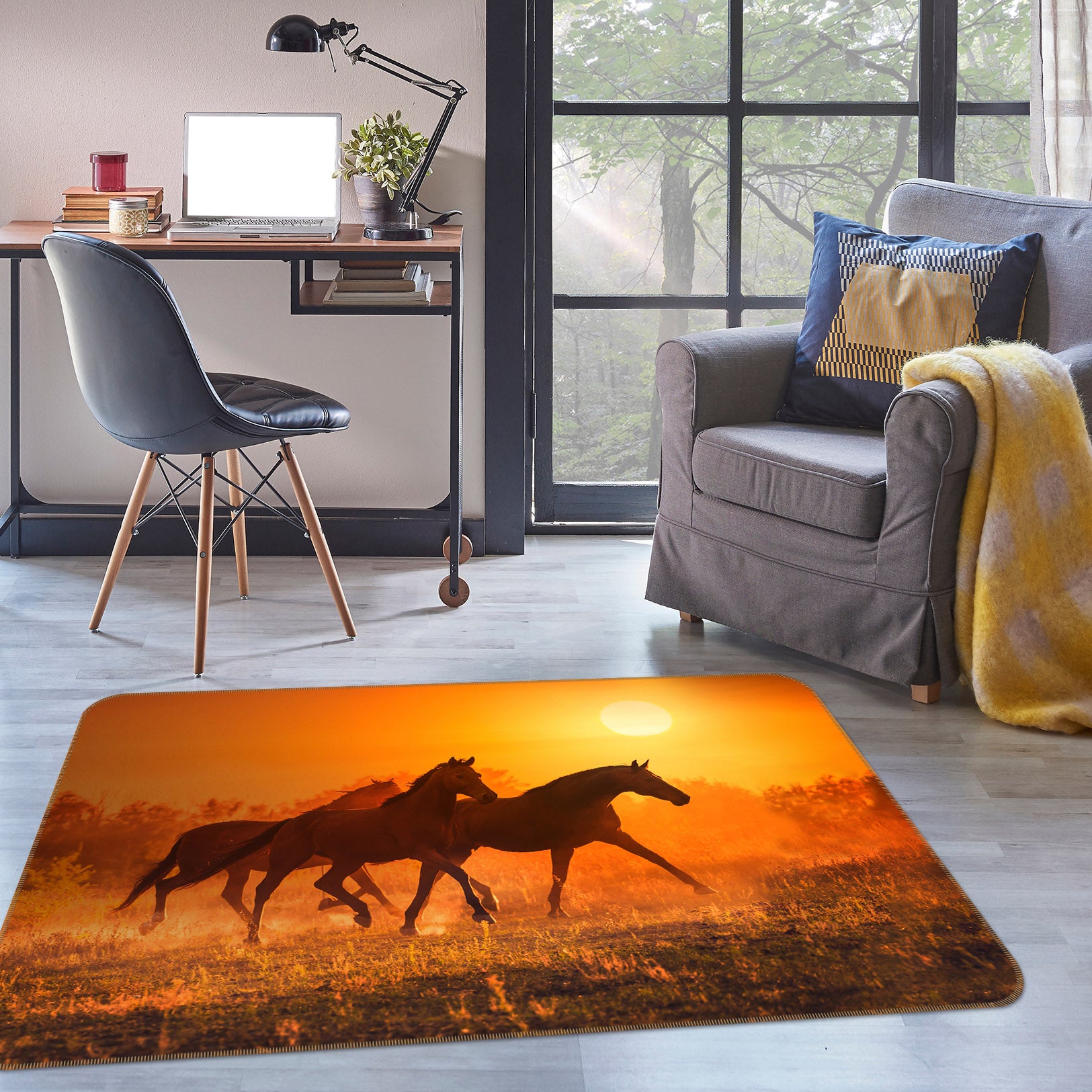 3D Group Horses 65097 Non Slip Rug Mat
