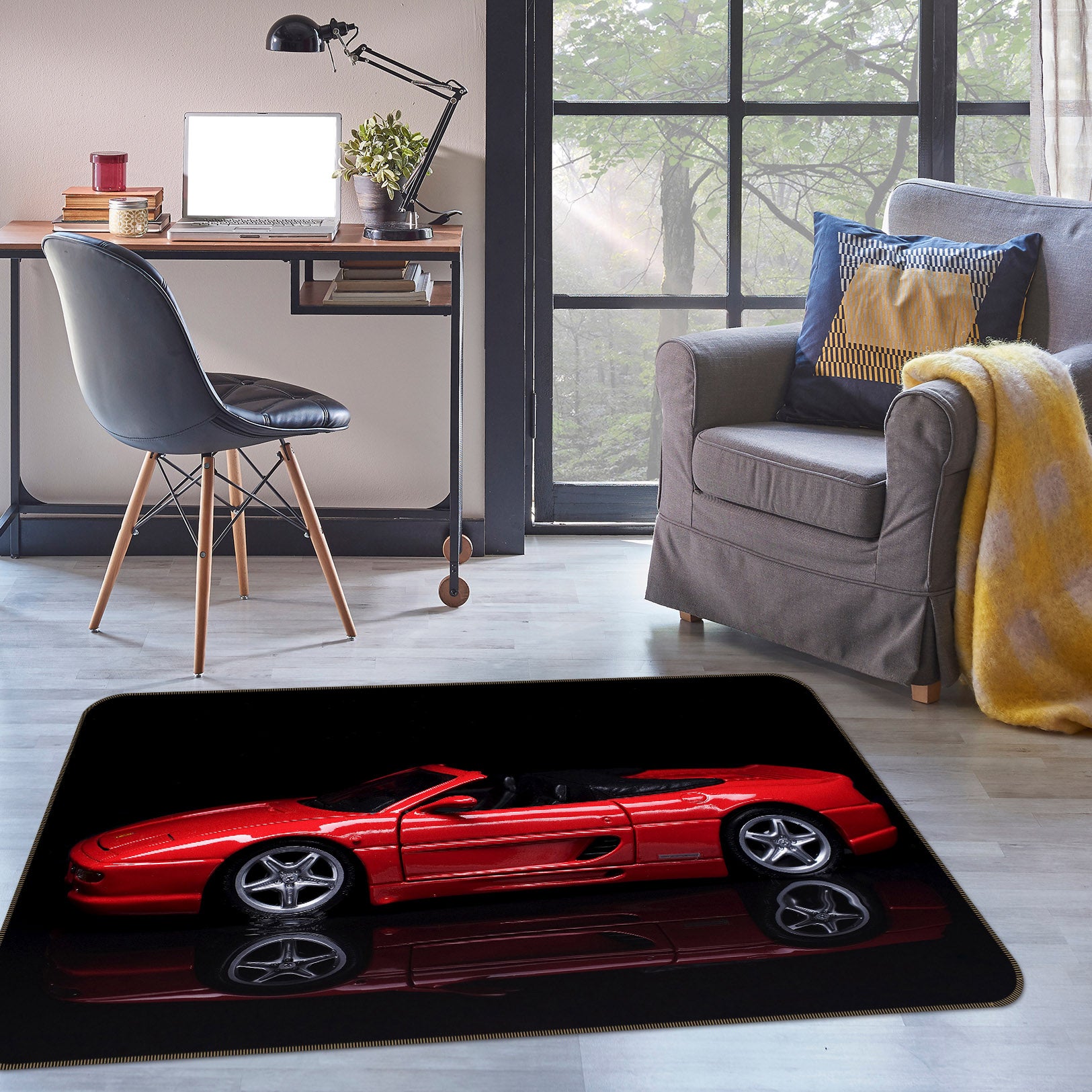 3D Red Car 42048 Vehicle Non Slip Rug Mat
