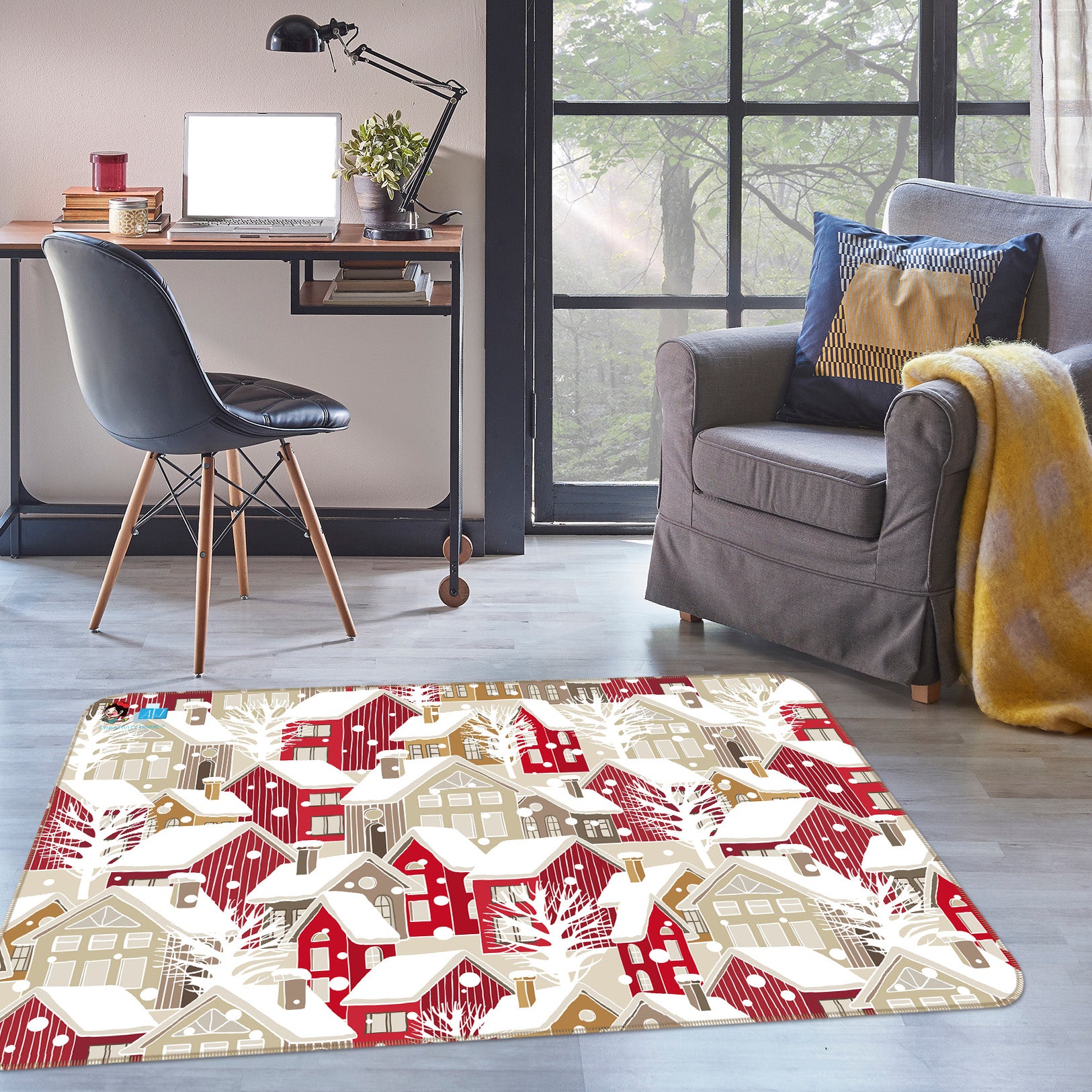 3D Red Snow House 55092 Christmas Non Slip Rug Mat Xmas