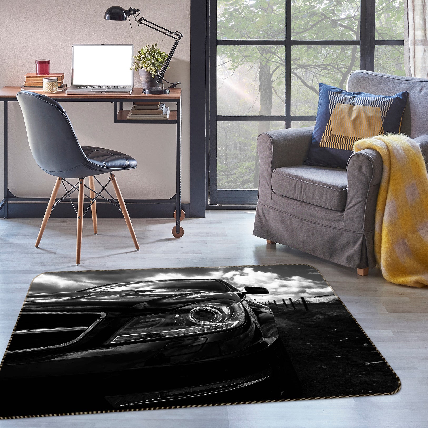 3D Black Car 68053 Vehicle Non Slip Rug Mat
