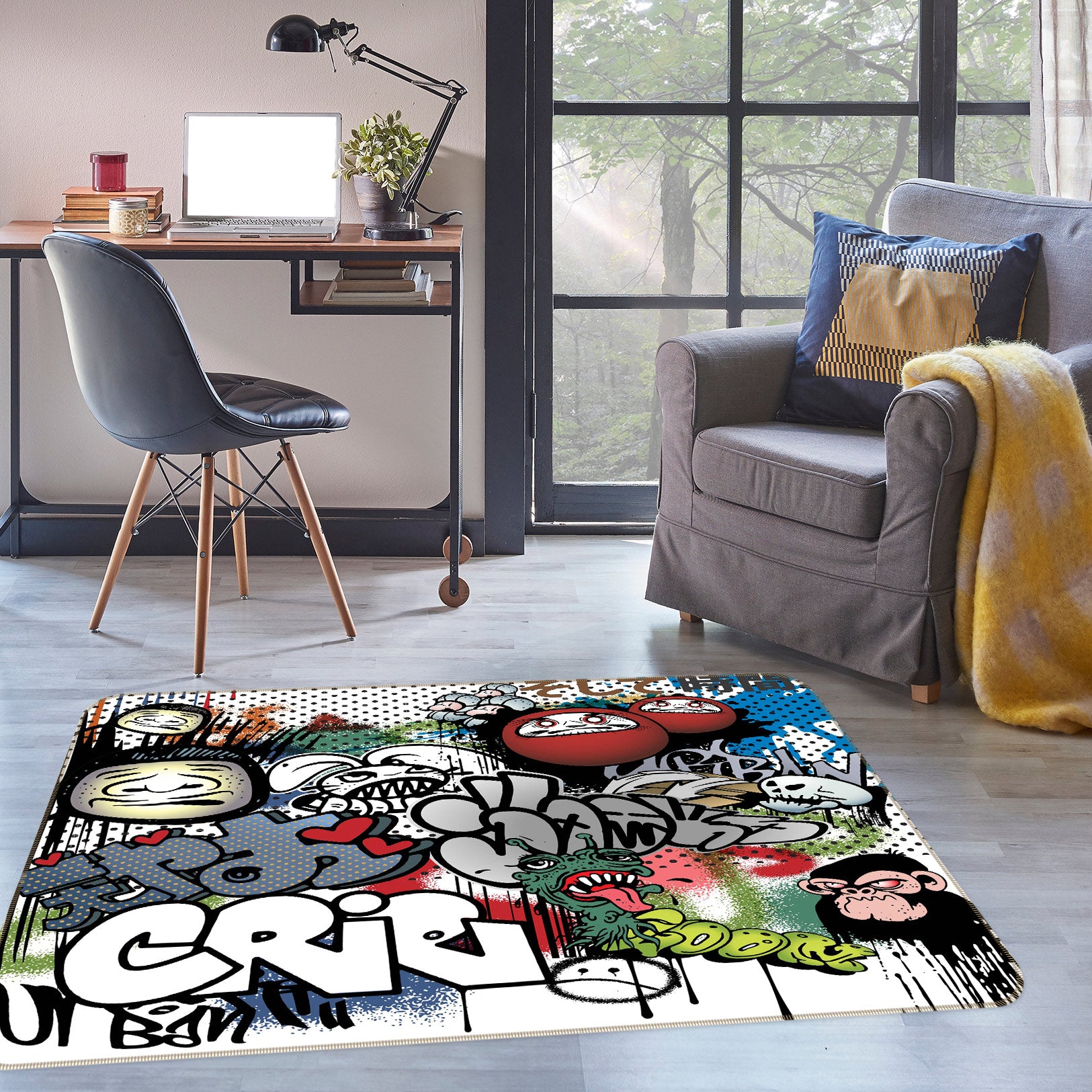 3D Graffiti Letters 30092 Non Slip Rug Mat