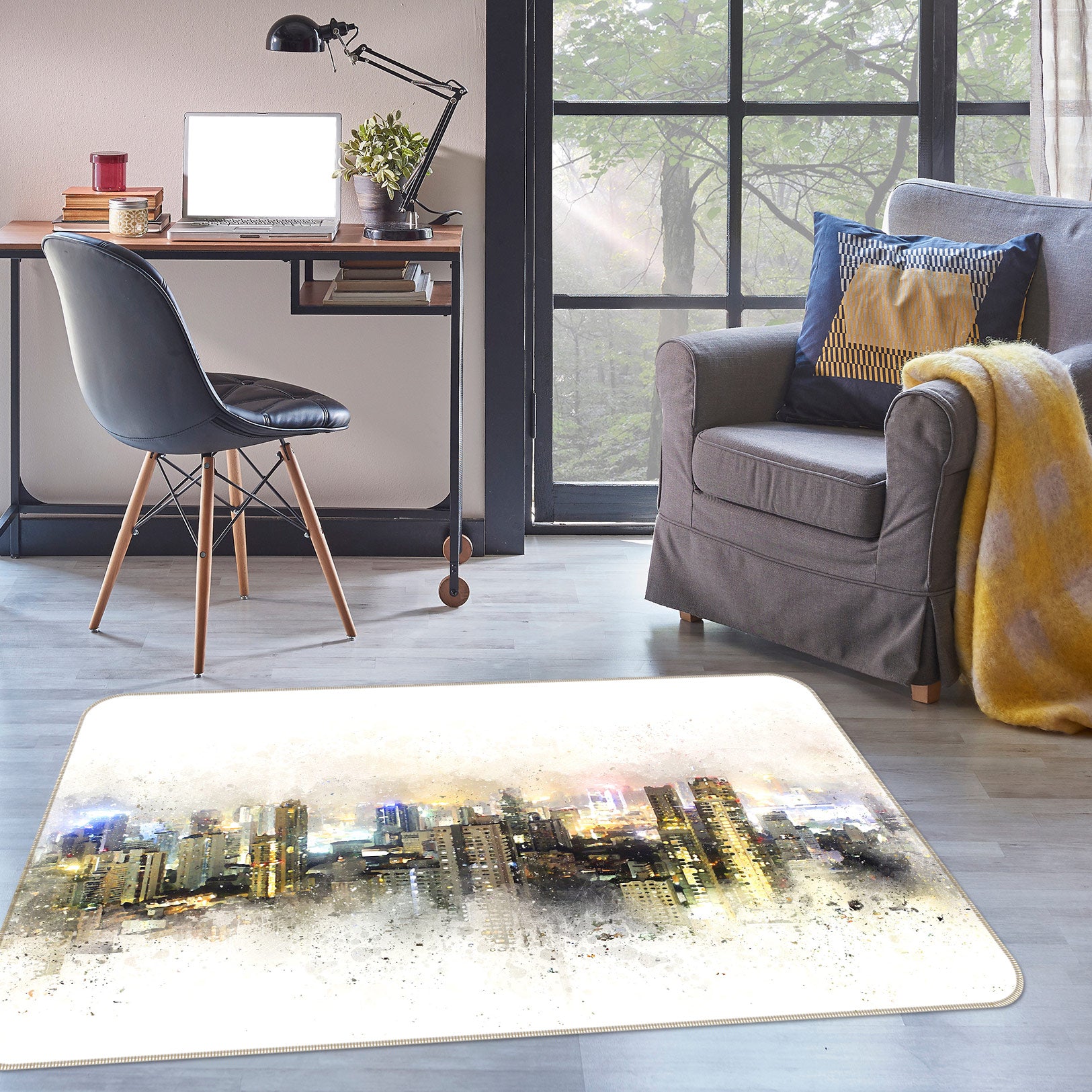 3D Night Building 1049 Non Slip Rug Mat