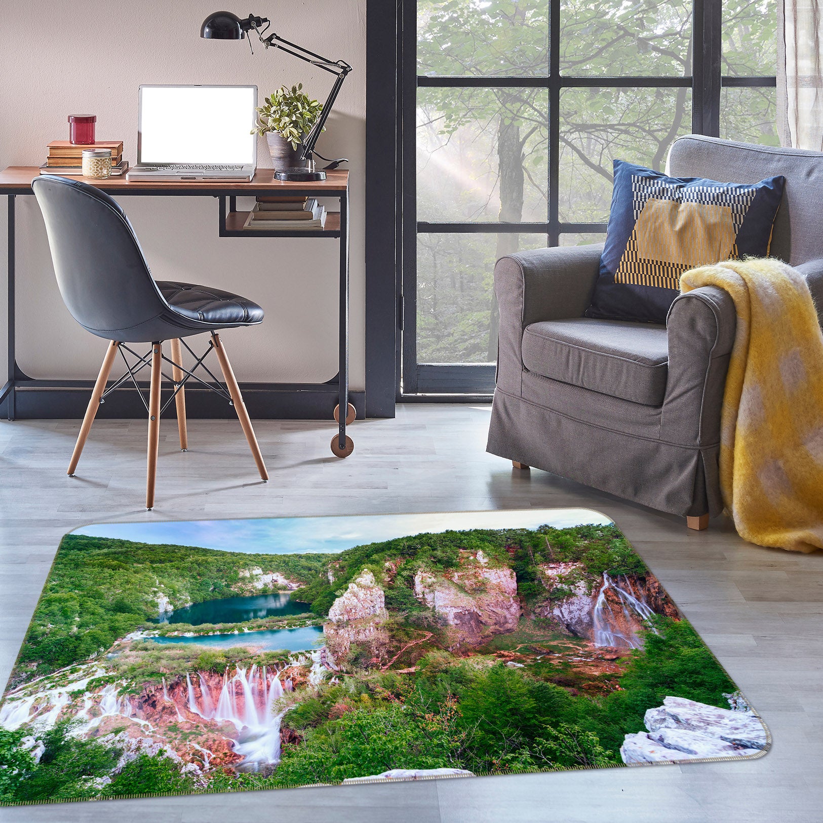 3D Mountains Rivers 27129 Non Slip Rug Mat