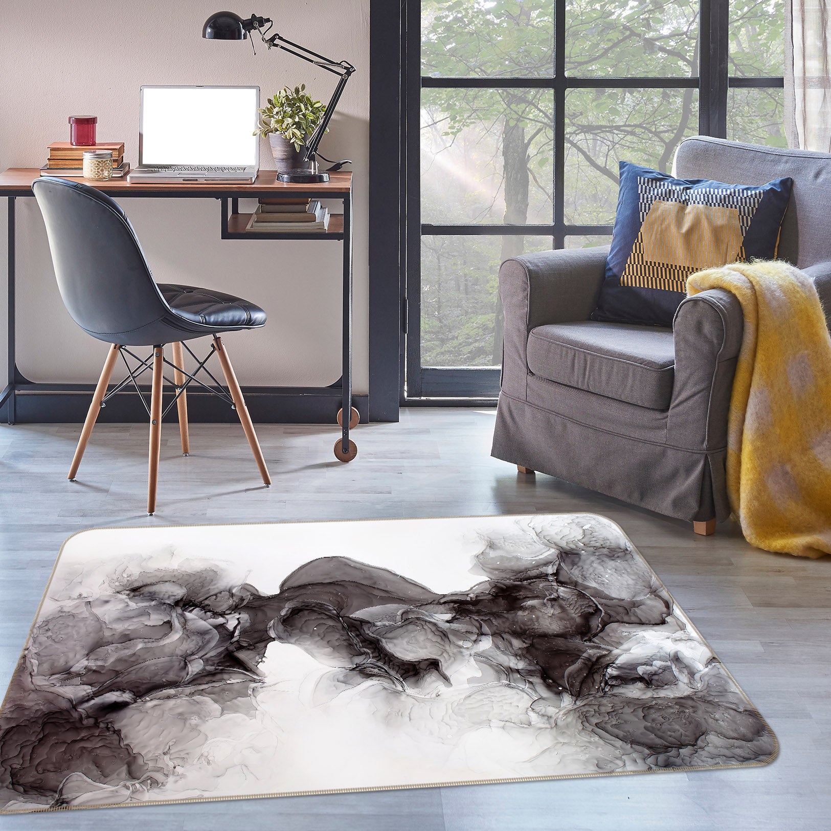 3D Black Gray 30161 Non Slip Rug Mat