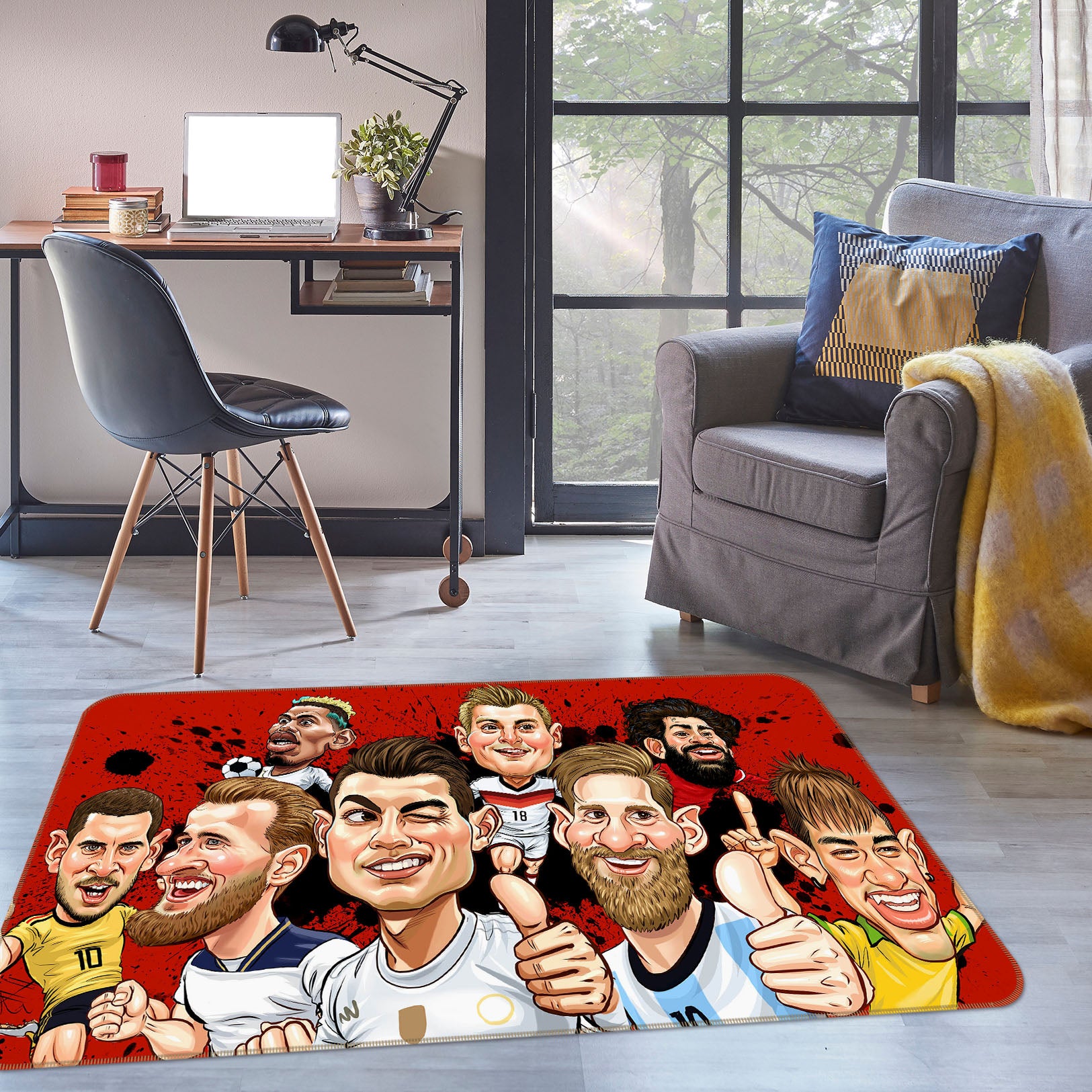 3D Football Star 34165 Non Slip Rug Mat