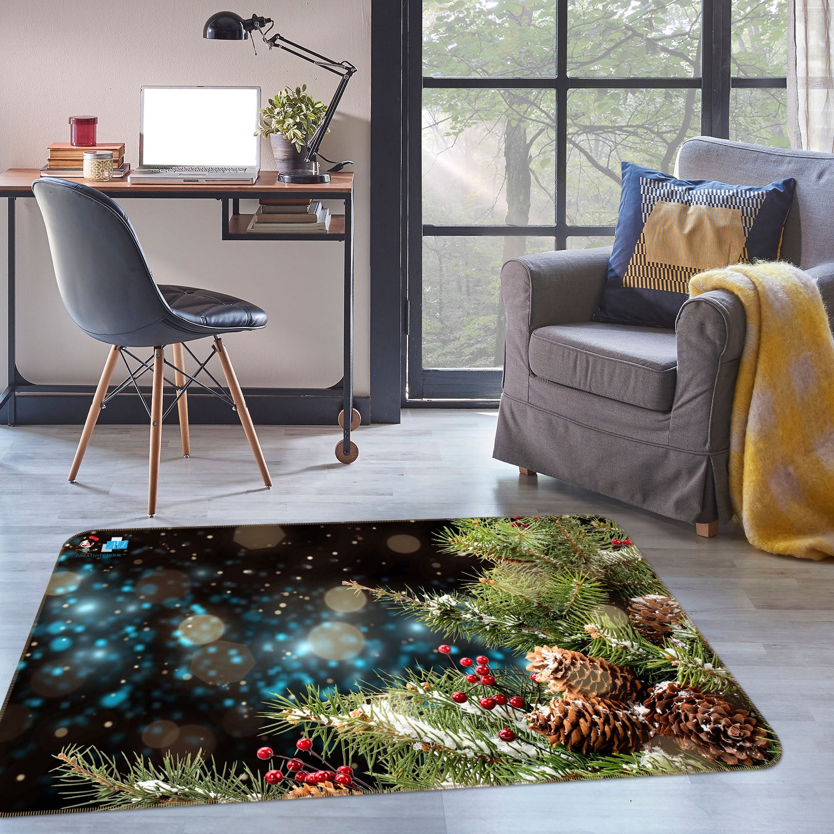3D Tree Pineta 55109 Christmas Non Slip Rug Mat Xmas