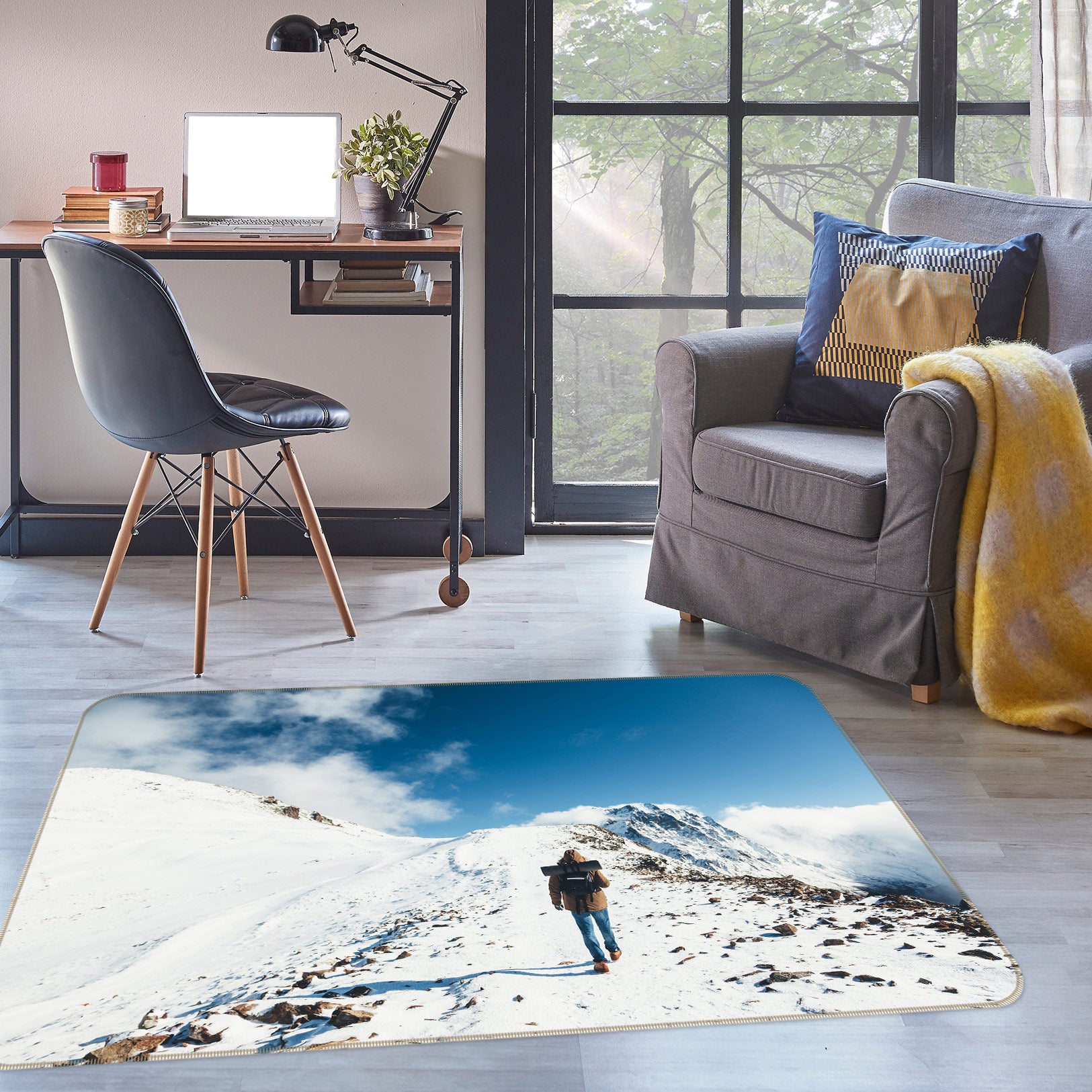 3D Snowy Mountain 77139 Non Slip Rug Mat