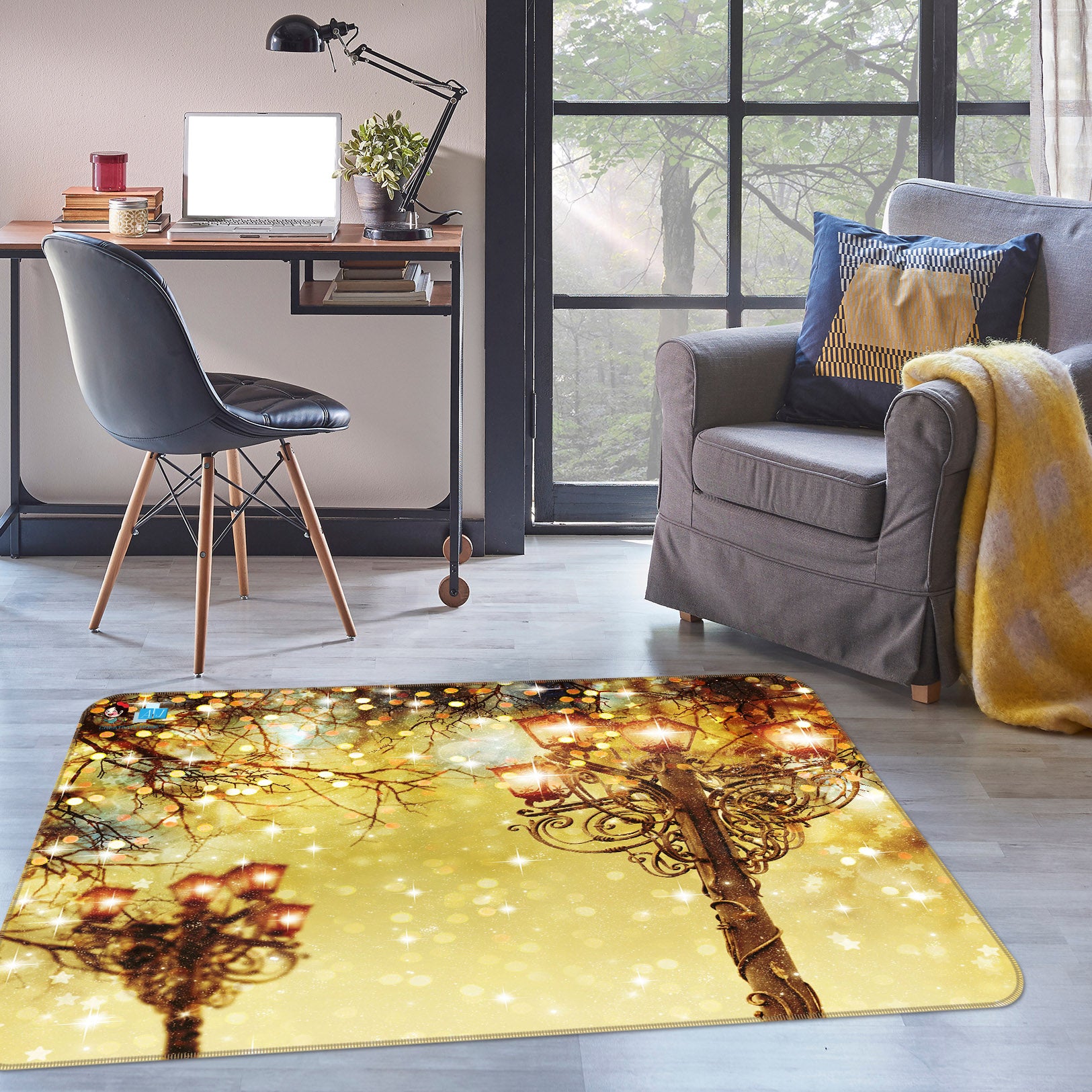 3D Street Lamp 55063 Christmas Non Slip Rug Mat Xmas