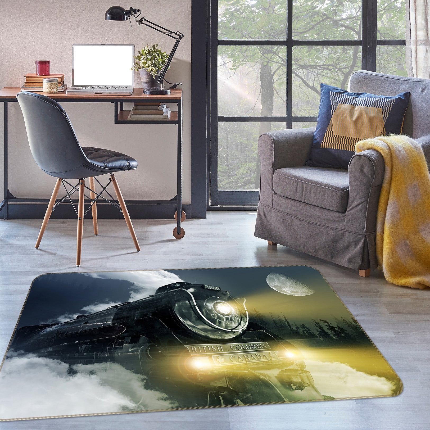 3D Moon Steam Train 68099 Vehicle Non Slip Rug Mat