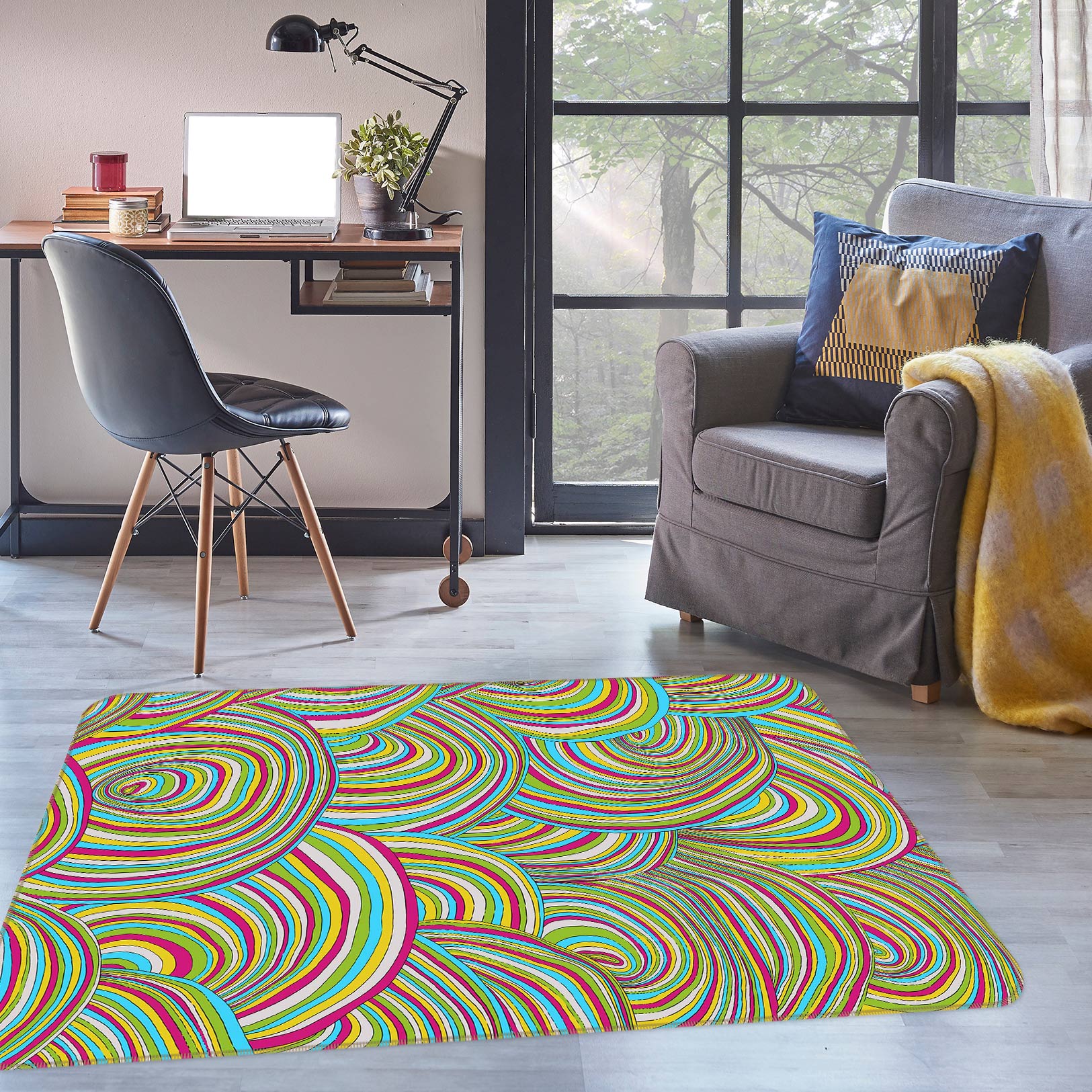 3D Circle Pattern 75240 Non Slip Rug Mat
