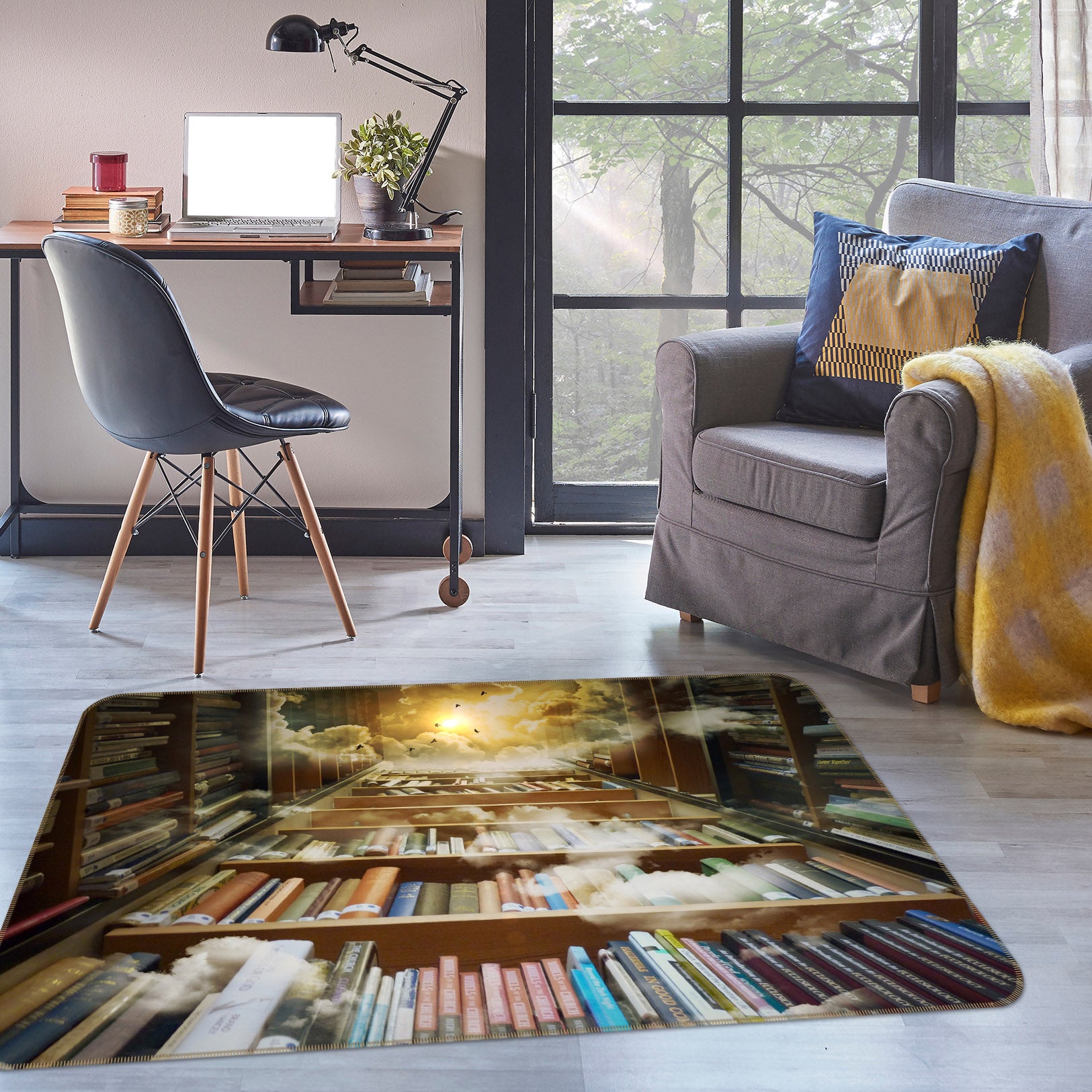 3D Bookshelf 36174 Non Slip Rug Mat