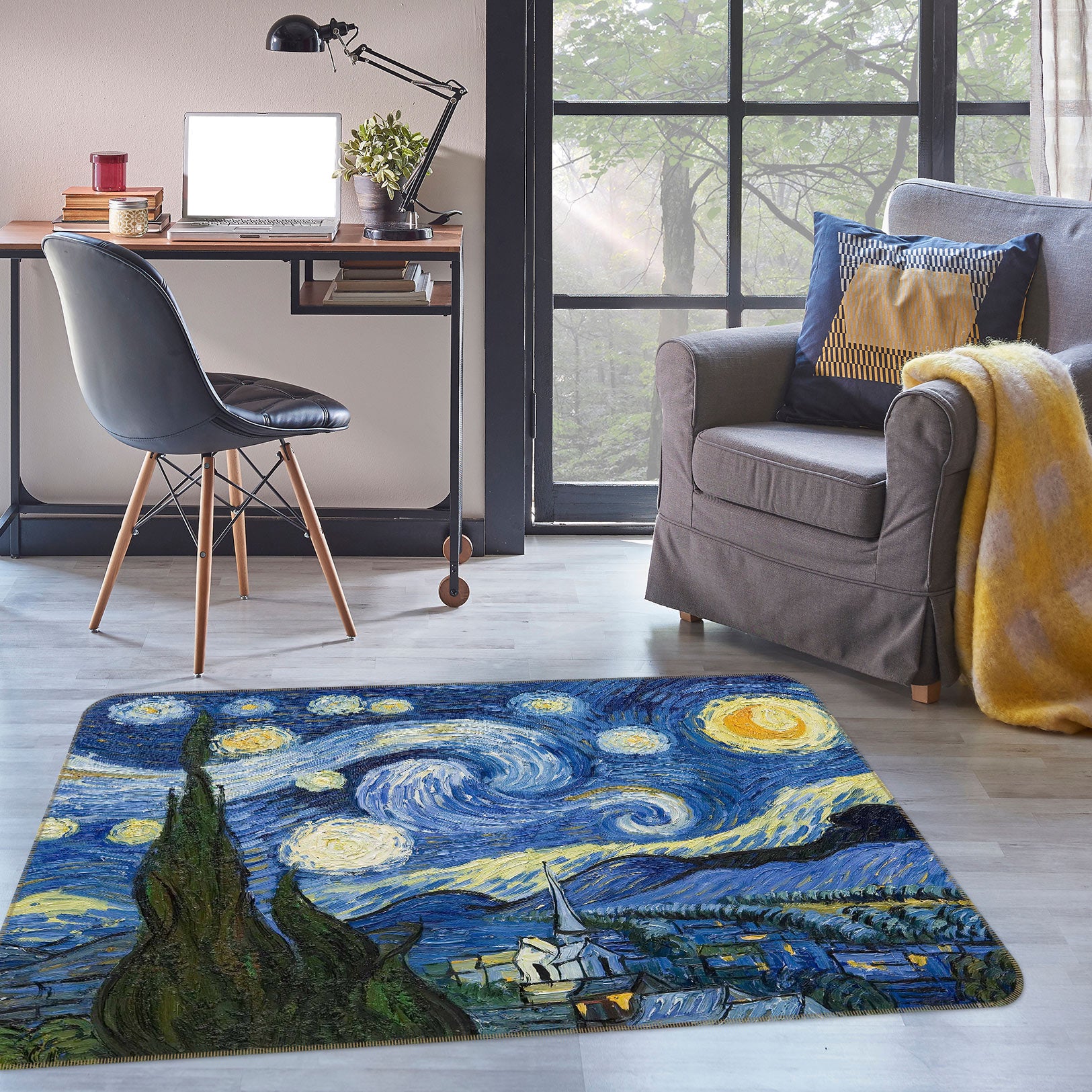 3D Van Gogh Starry Sky 76007 Non Slip Rug Mat