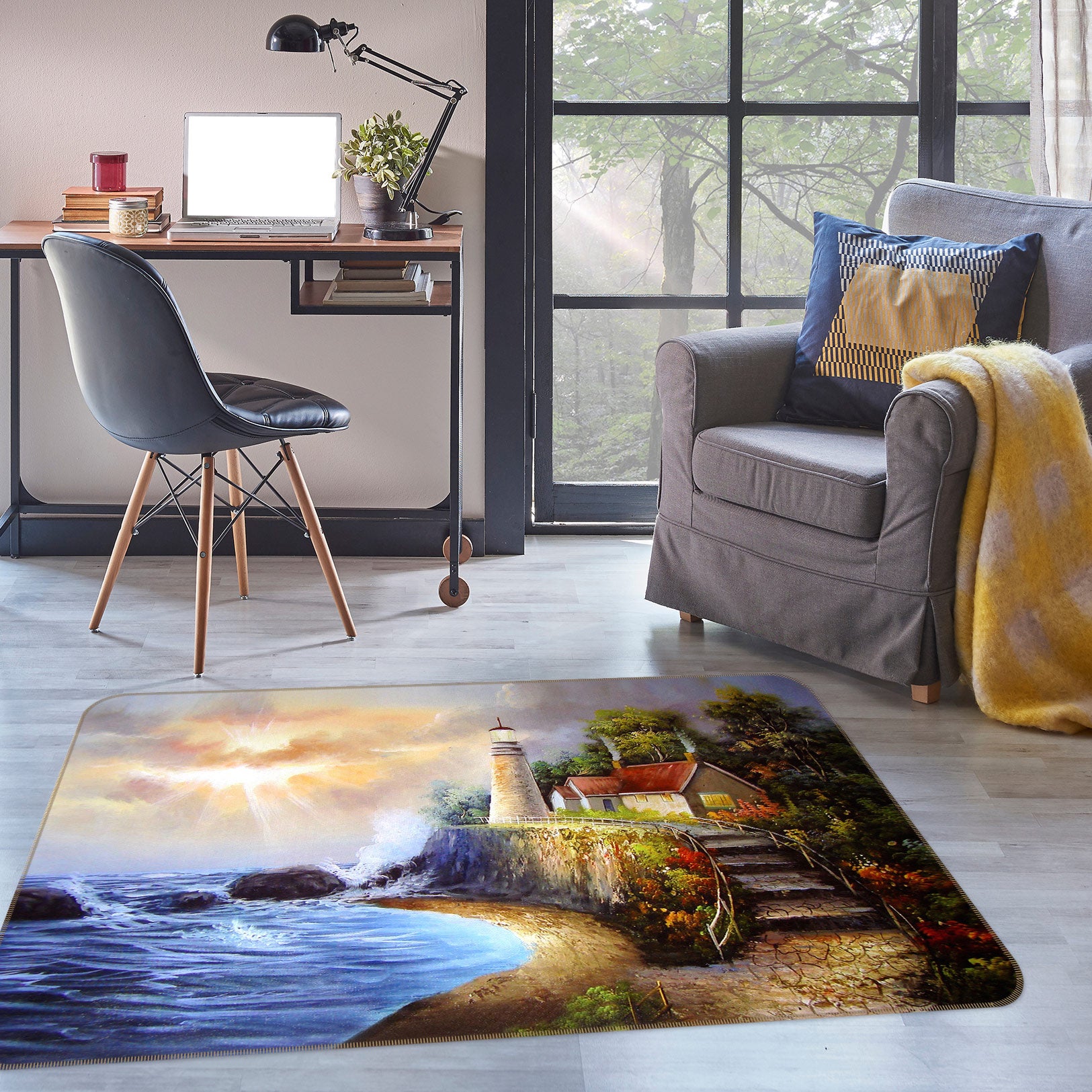 3D Seaside Cottage 75288 Non Slip Rug Mat