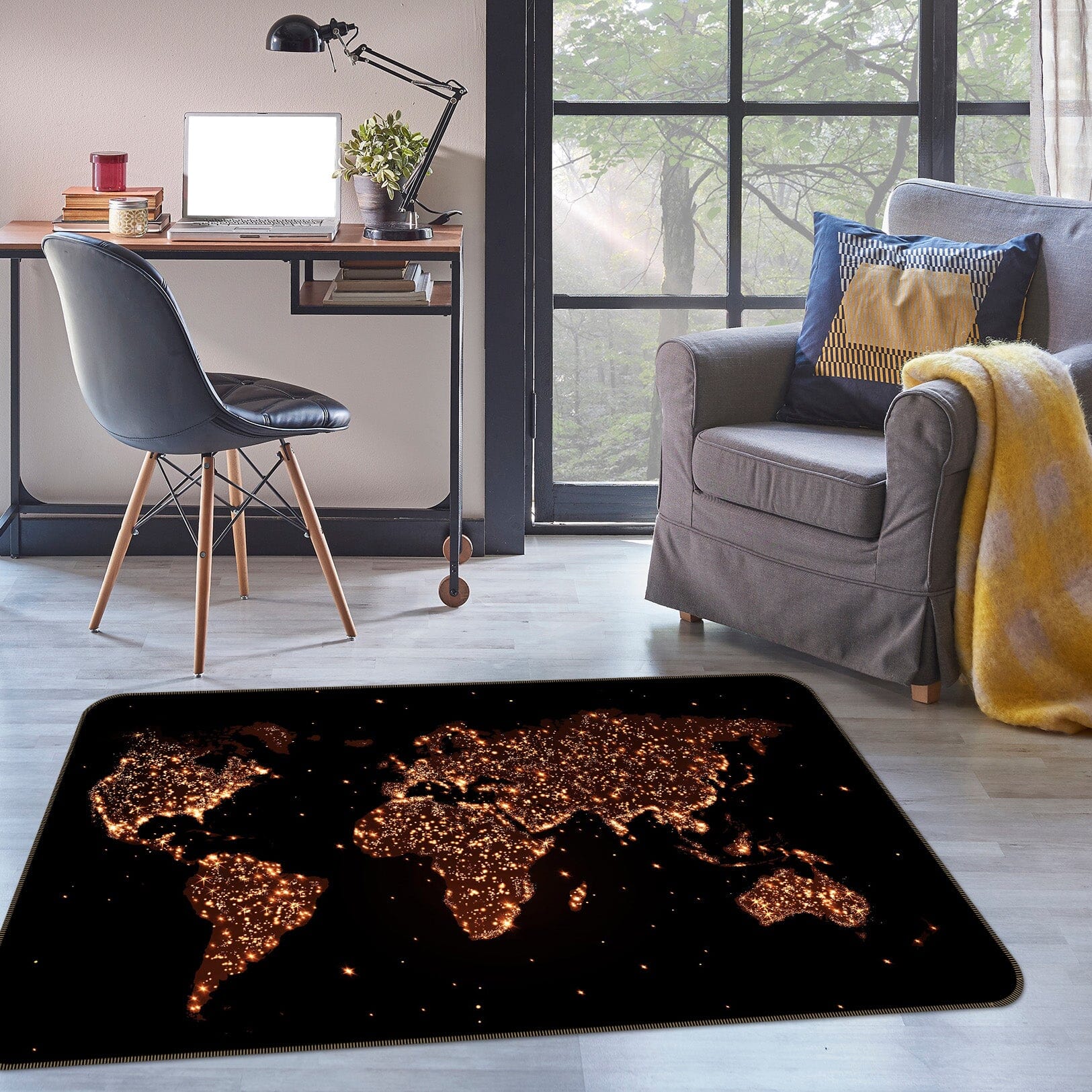 3D Golden Land 244 World Map Non Slip Rug Mat Mat AJ Creativity Home