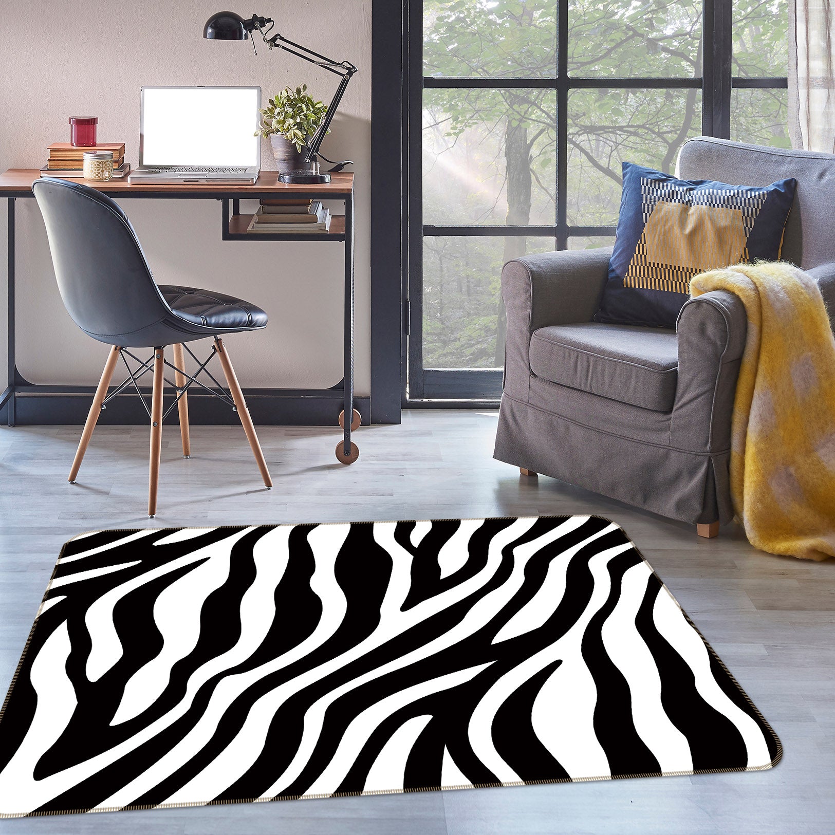 3D Zebra Pattern 35022 Non Slip Rug Mat