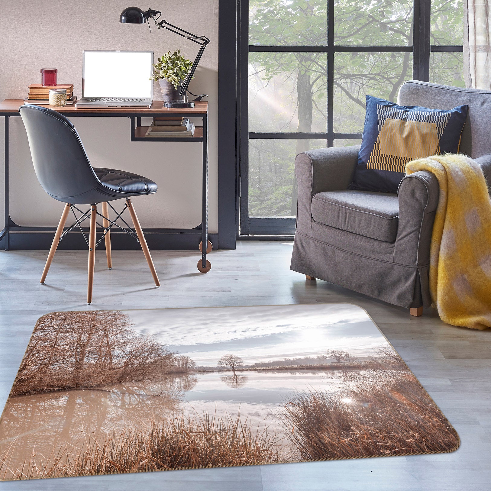 3D River Tree 163 Assaf Frank Rug Non Slip Rug Mat