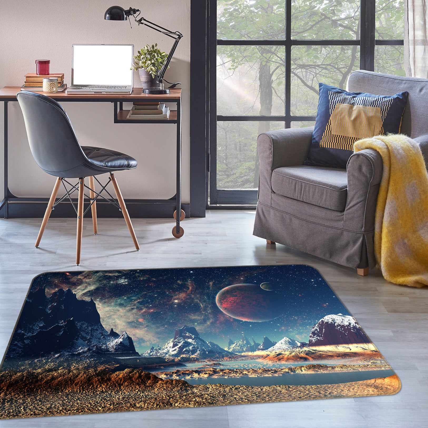 3D Mountain Planet 34203 Non Slip Rug Mat