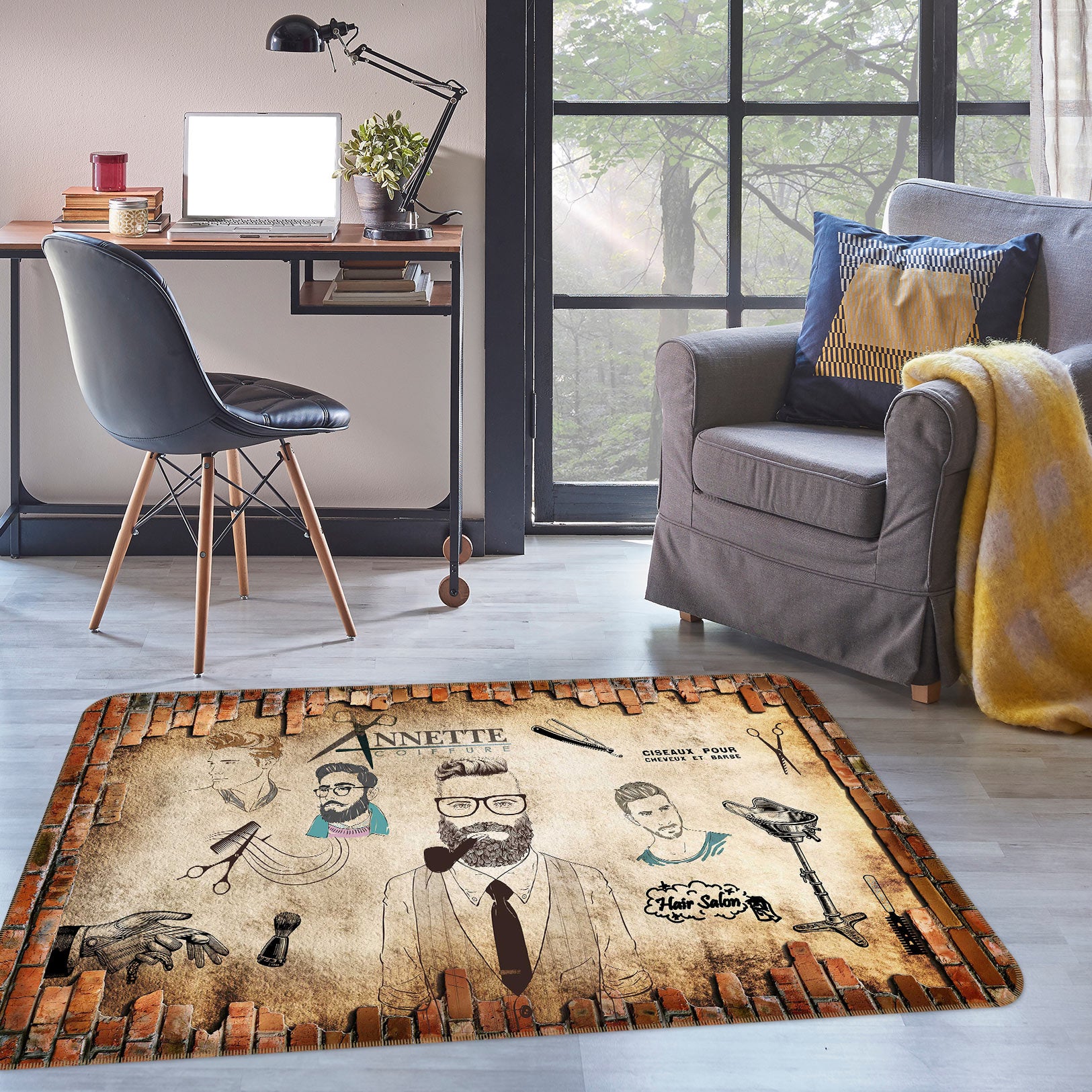 3D Barbershop 77046 Non Slip Rug Mat