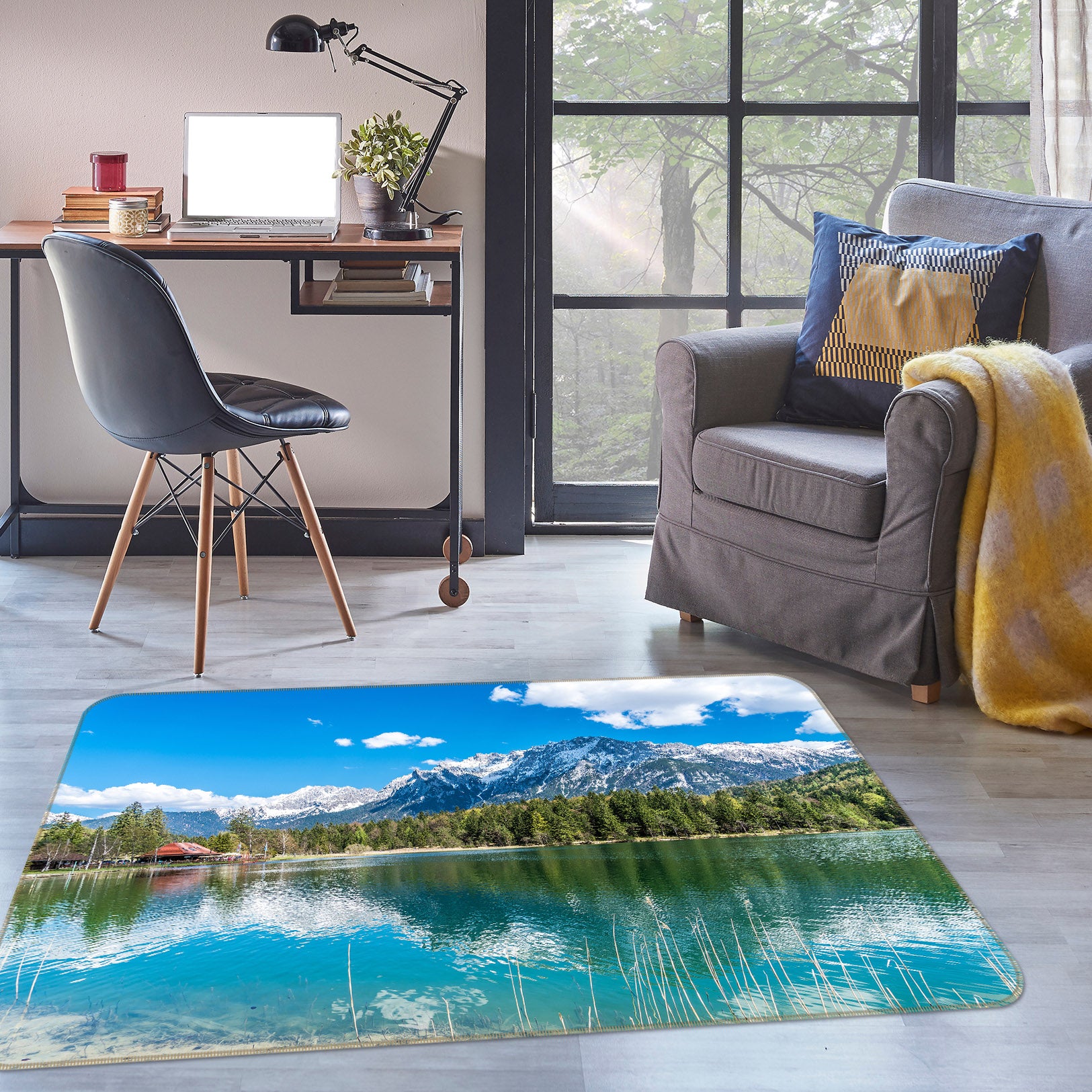 3D Lake Reflection 30124 Non Slip Rug Mat
