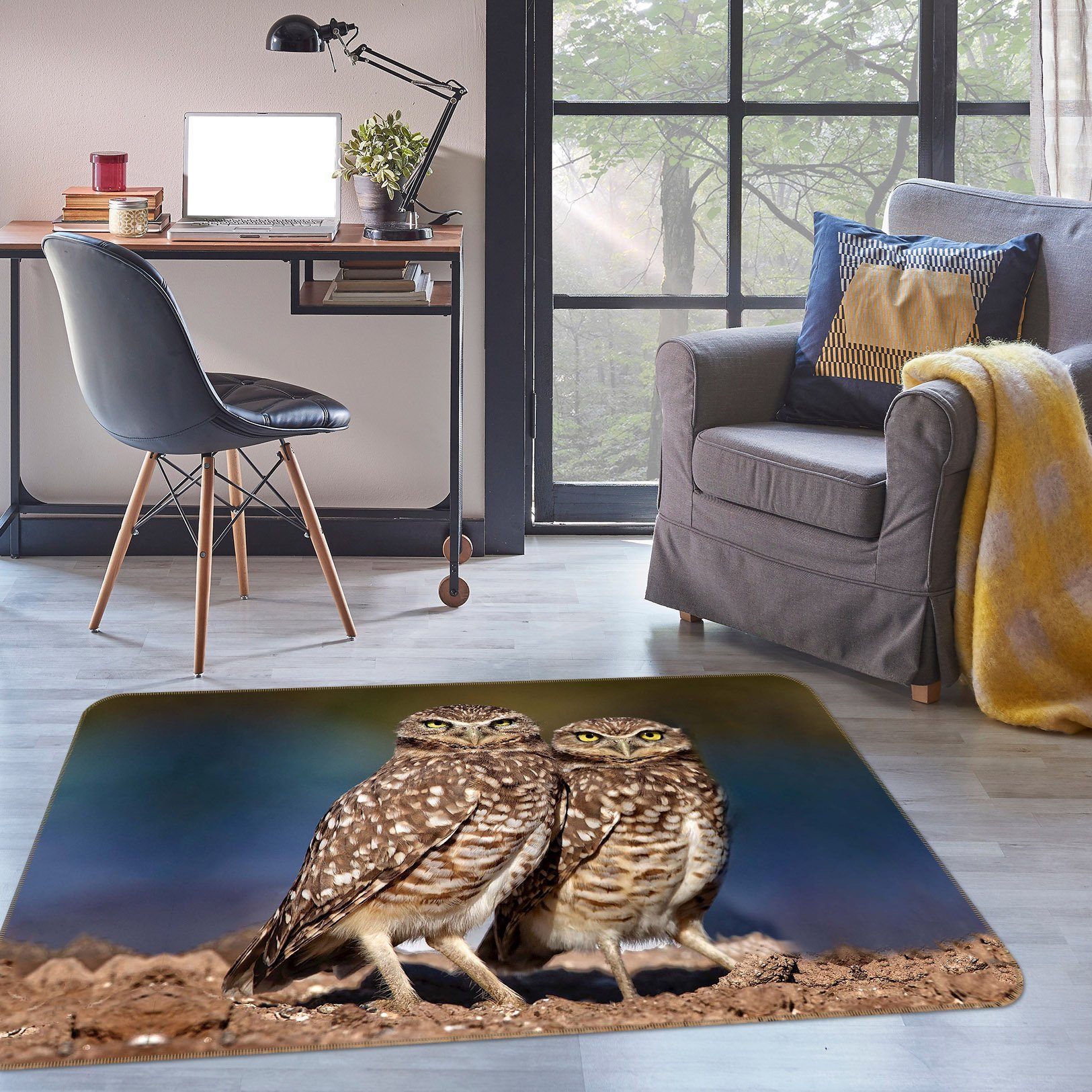 3D Burrowing Owl Buddies 1104 Kathy Barefield Rug Non Slip Rug Mat Mat AJ Creativity Home