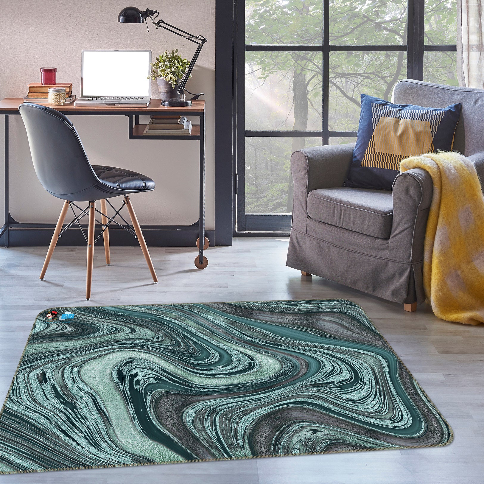 3D Green Pattern Texture 83031 Andrea haase Rug Non Slip Rug Mat