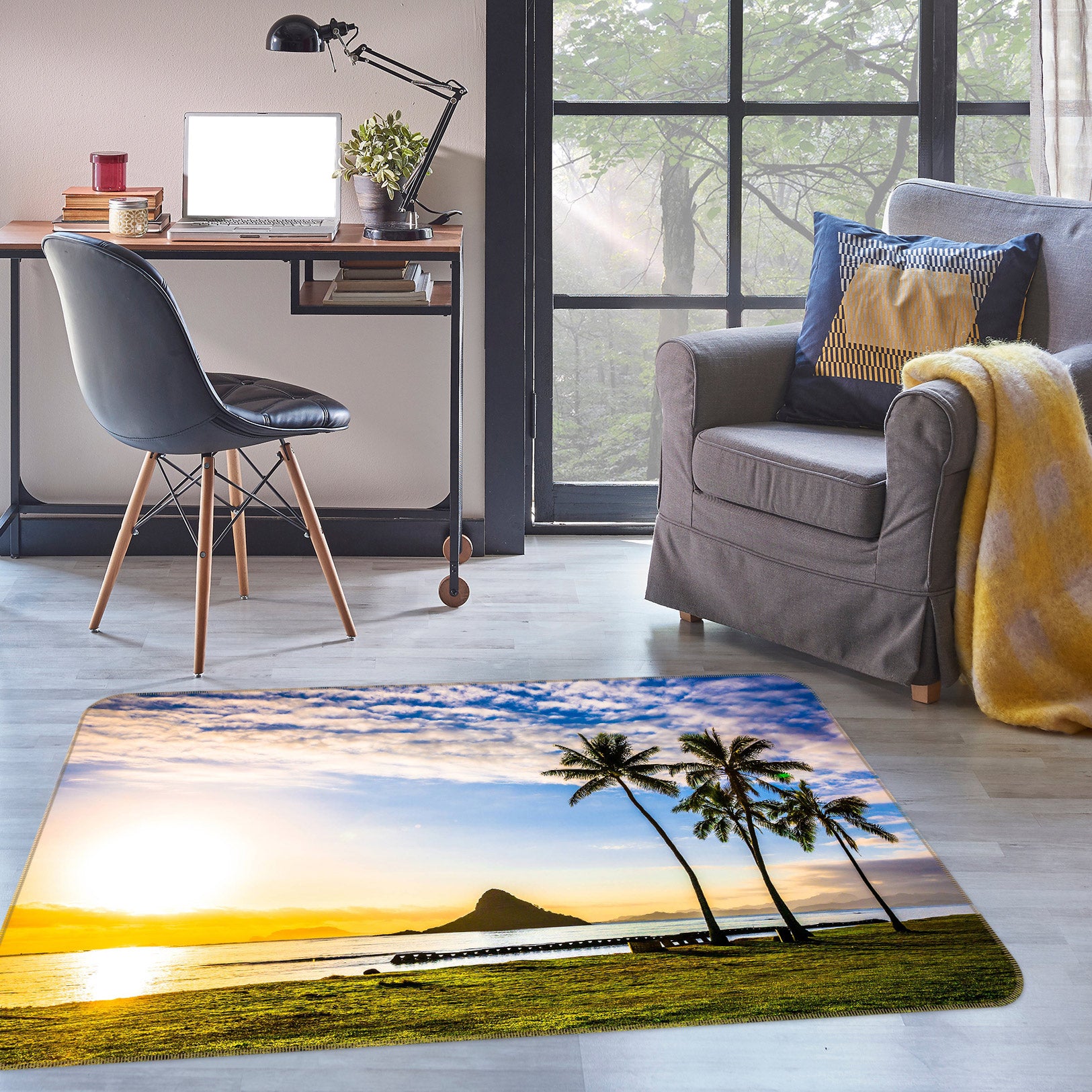 3D Coconut Tree 76238 Non Slip Rug Mat