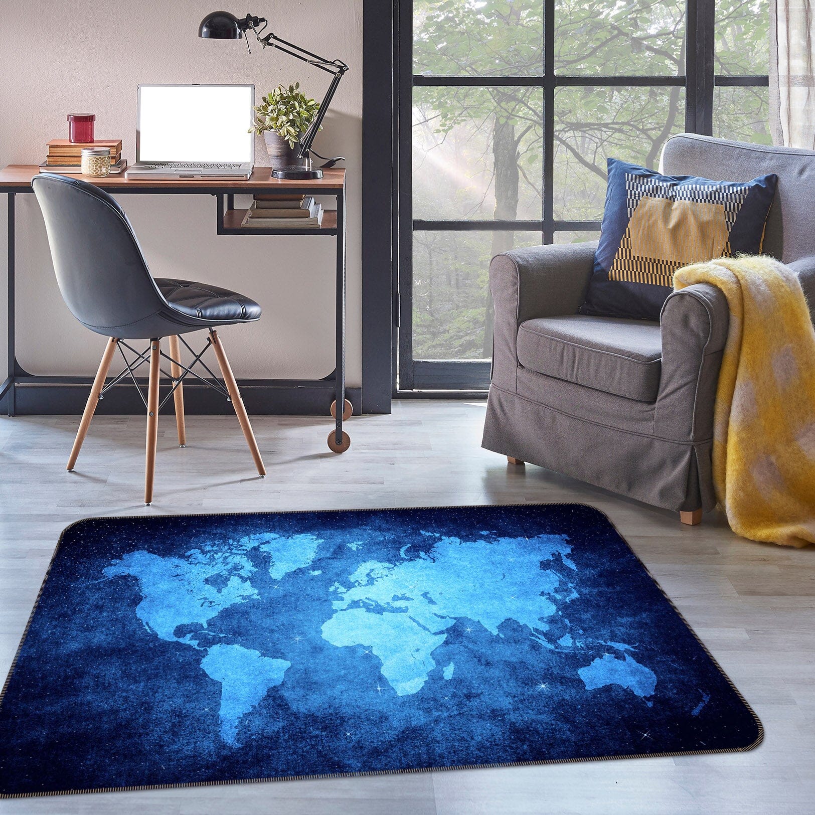 3D Blue Pattern 219 World Map Non Slip Rug Mat Mat AJ Creativity Home