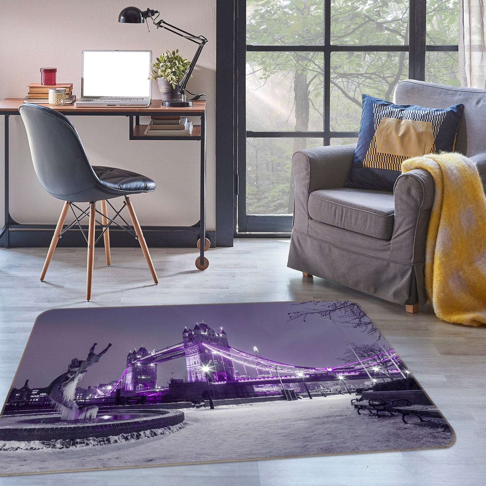 3D Purple Lights 3033 Assaf Frank Rug Non Slip Rug Mat Mat AJ Creativity Home
