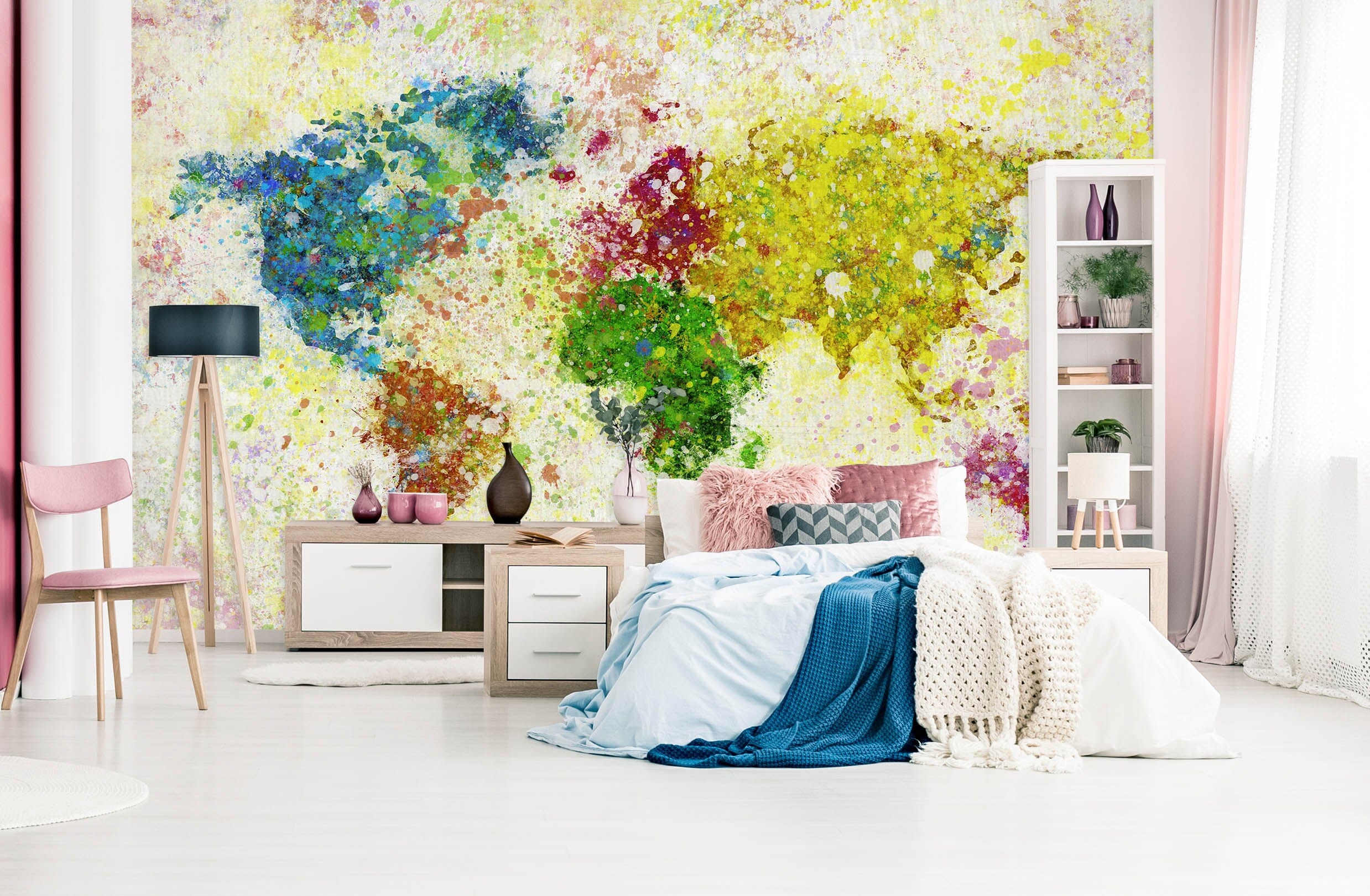 3D Beautiful Colors 2034 World Map Wall Murals Wallpaper AJ Wallpaper 2