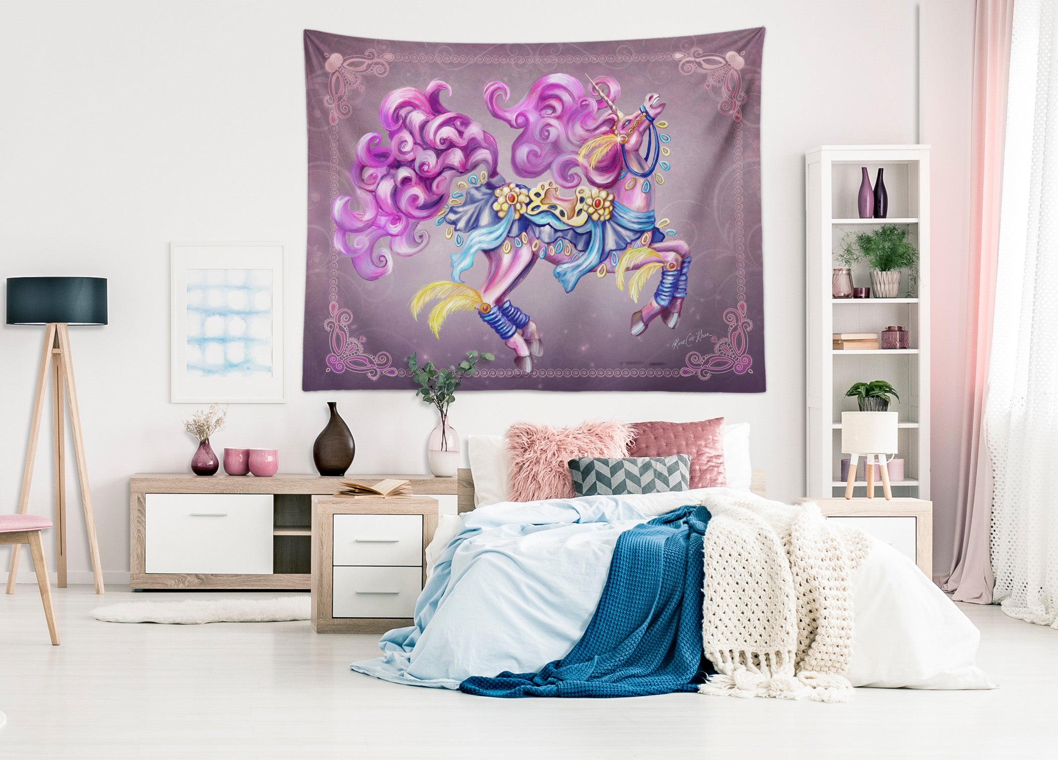 3D Beautiful Unicorn 955 Rose Catherine Khan Tapestry Hanging Cloth Hang