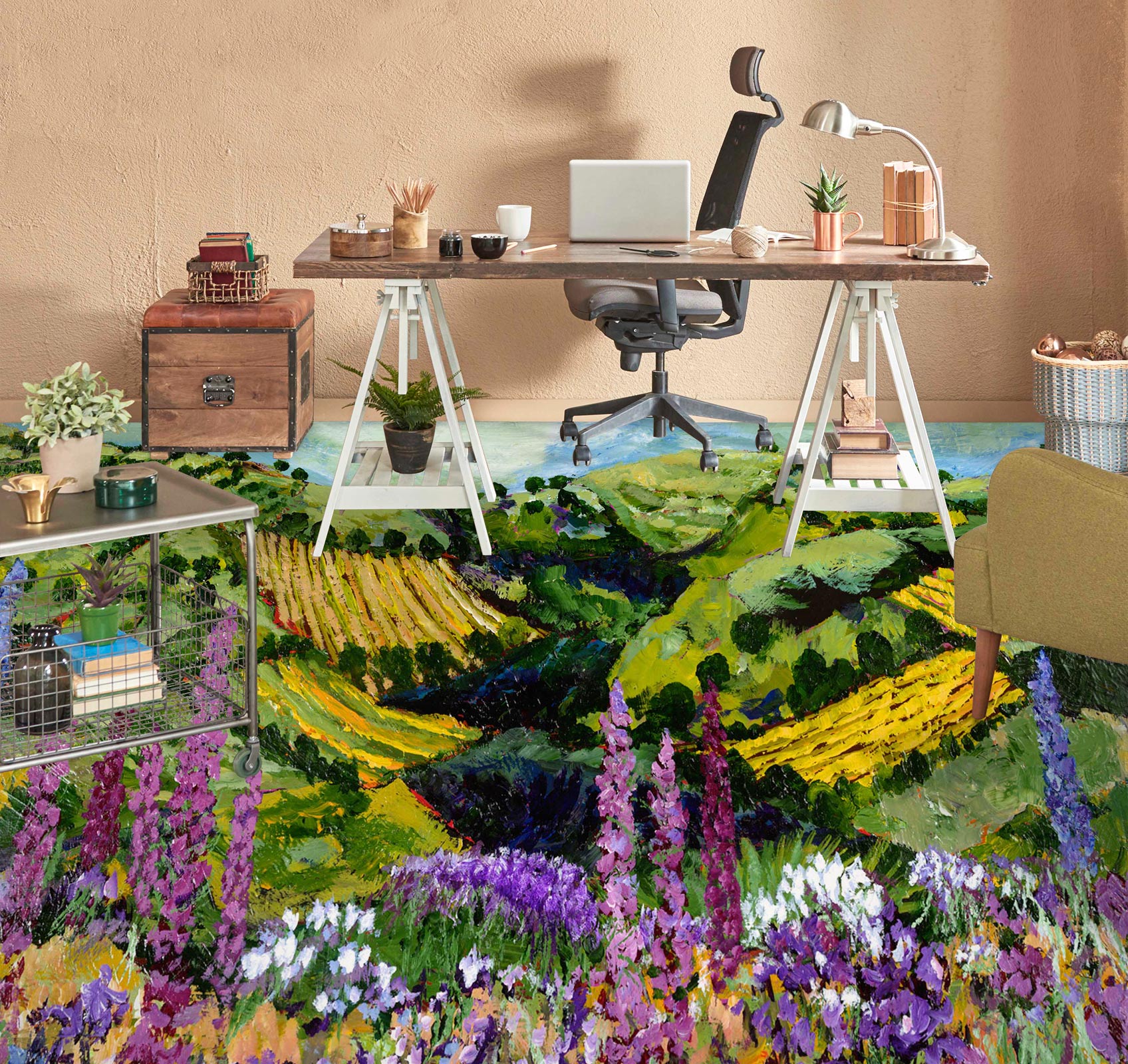 3D Field Hillside Meadow Flowers 9530 Allan P. Friedlander Floor Mural