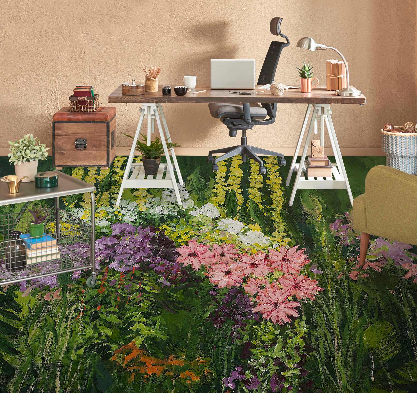 3D Colorful Flowers 9563 Allan P. Friedlander Floor Mural