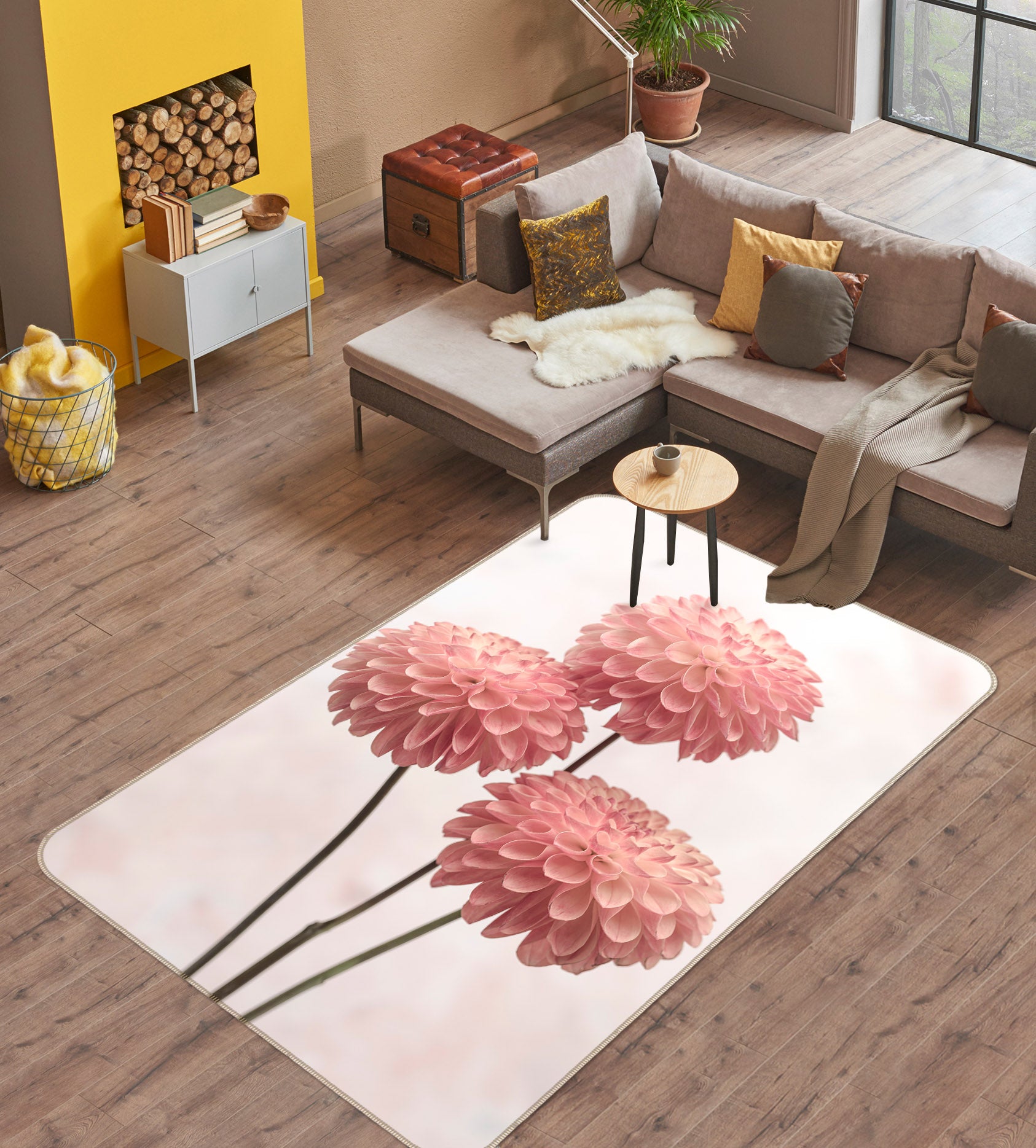 3D Pink Flower Ball 83294 Assaf Frank Rug Non Slip Rug Mat