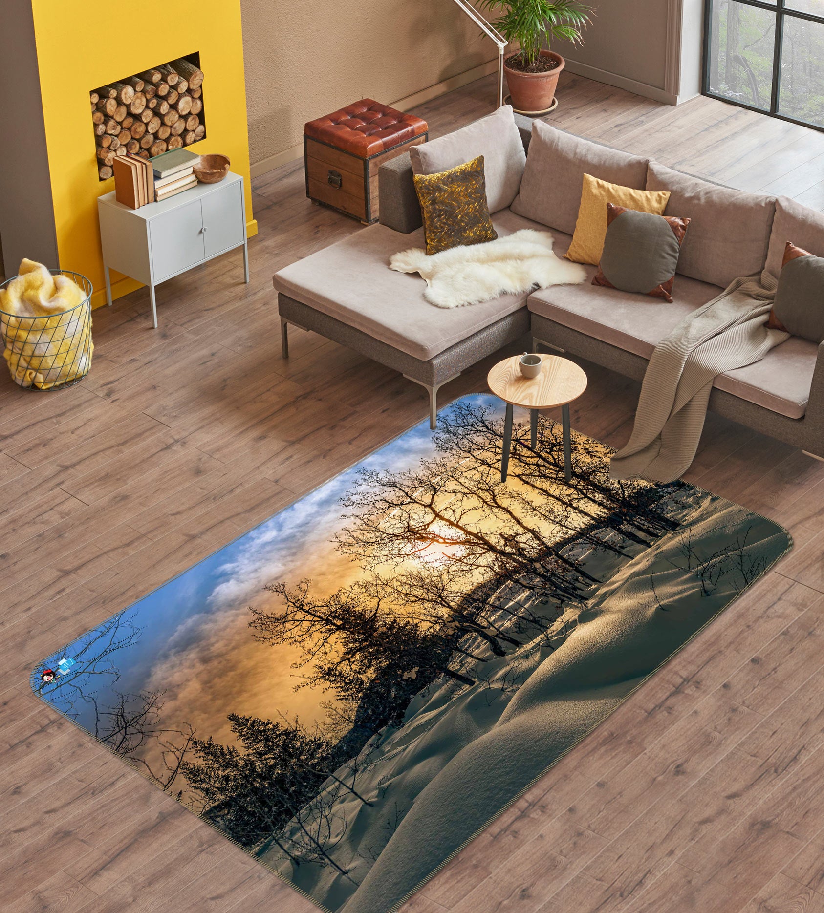 3D Snow Trees 5160 Beth Sheridan Rug Non Slip Rug Mat