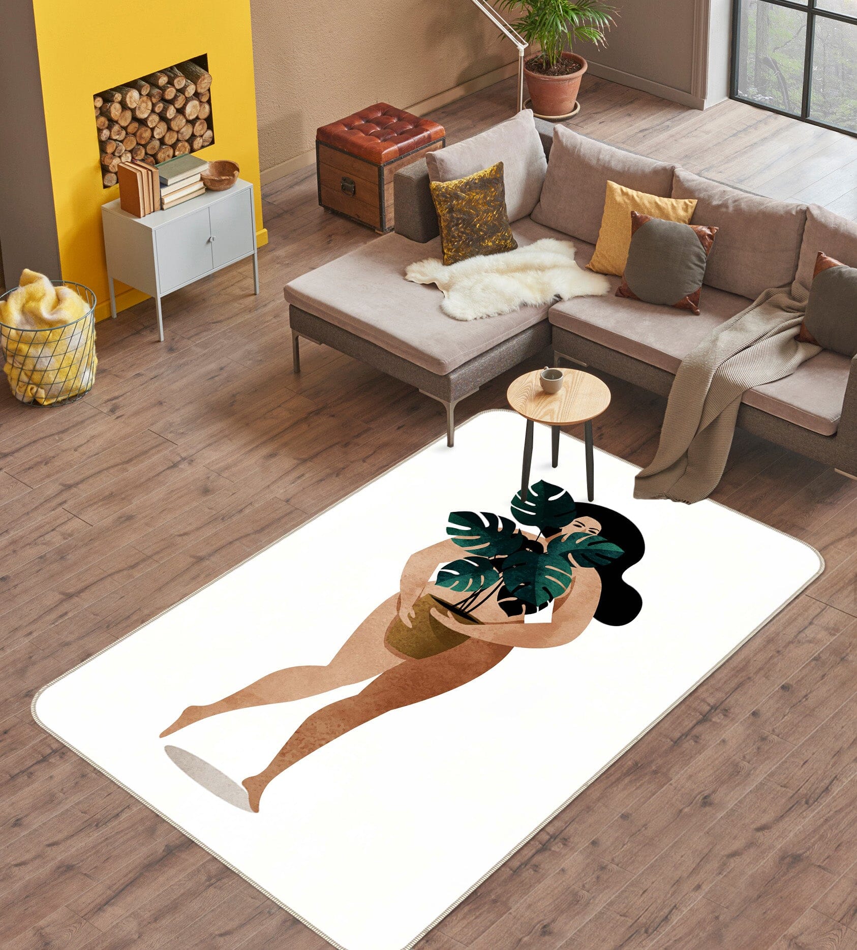 3D Nude With Plant 1092 Boris Draschoff Rug Non Slip Rug Mat Mat AJ Creativity Home