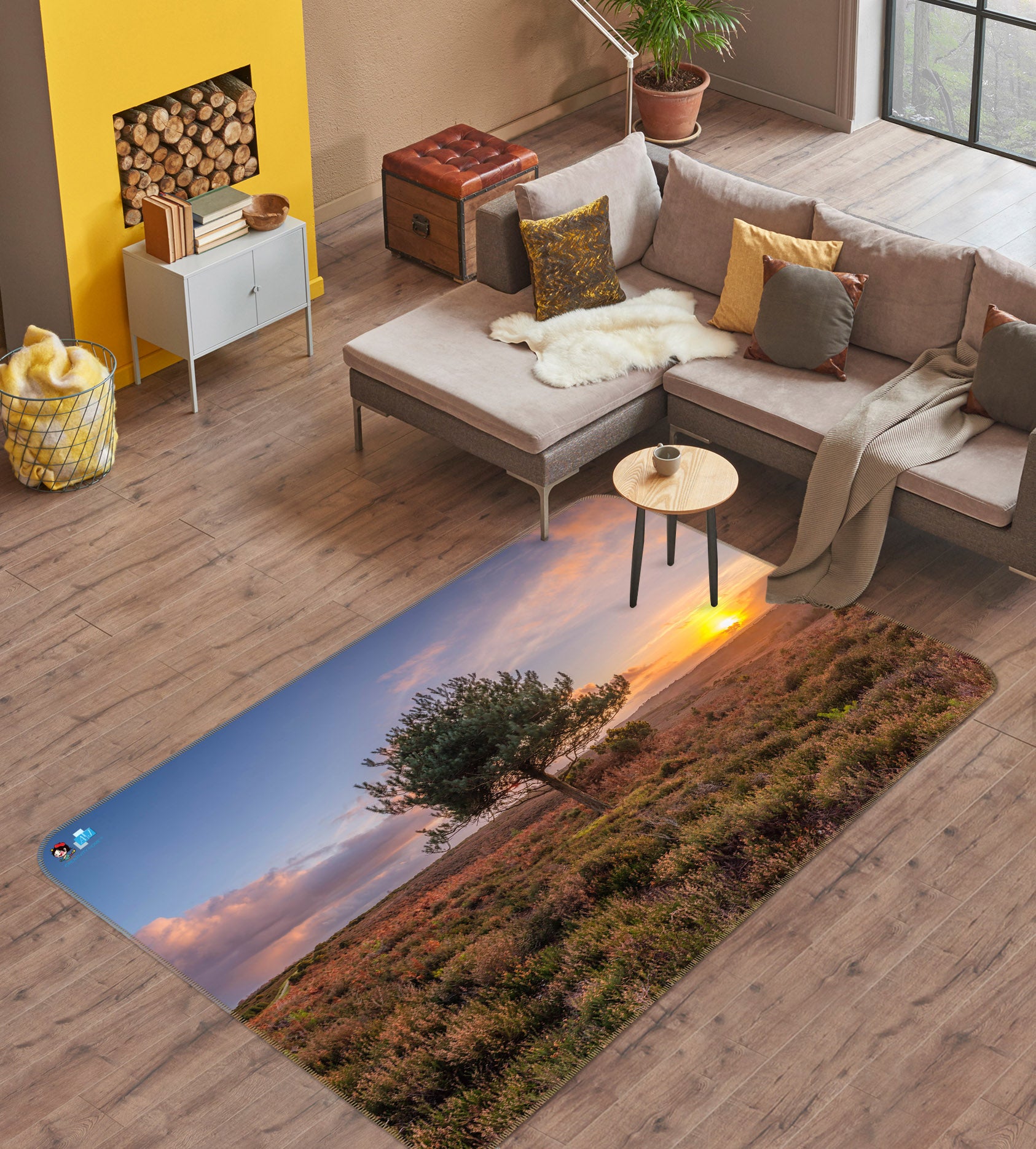 3D Sunset Tree 6755 Assaf Frank Rug Non Slip Rug Mat