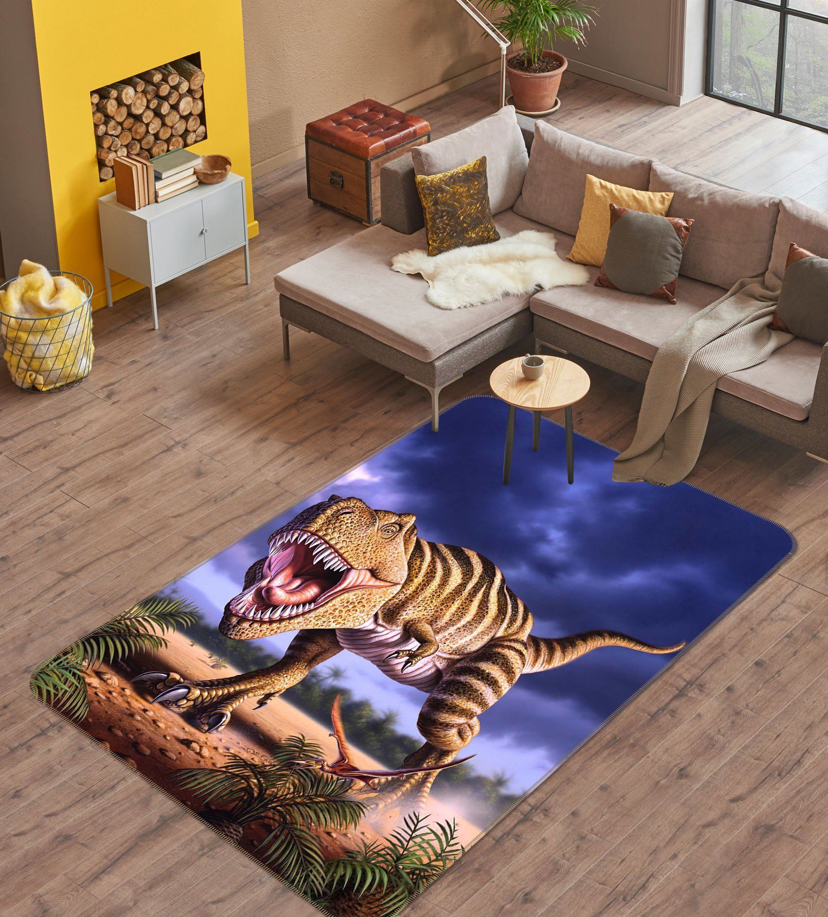 3D Brown Rex 1004 Jerry LoFaro Rug Non Slip Rug Mat Mat AJ Creativity Home