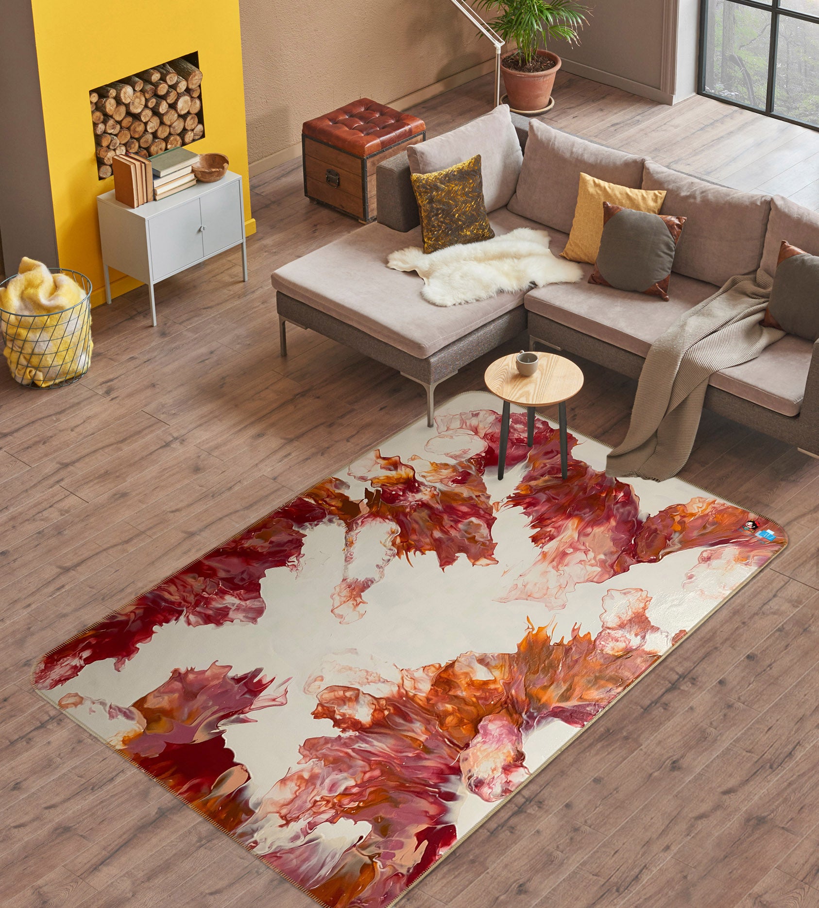 3D Red-Brown Pattern 40023 Valerie Latrice Rug Non Slip Rug Mat