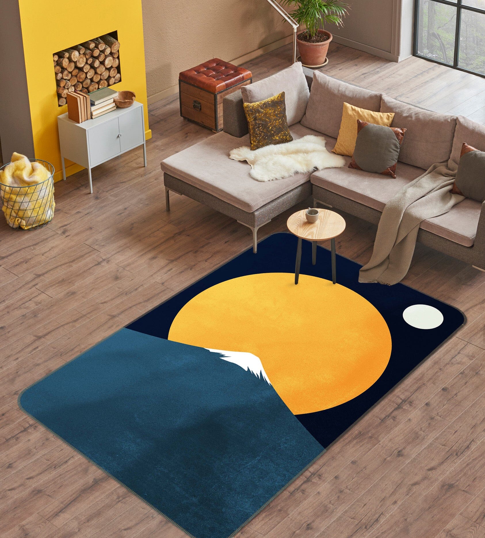 3D Yellow Moon Mountain 1053 Boris Draschoff Rug Non Slip Rug Mat Mat AJ Creativity Home
