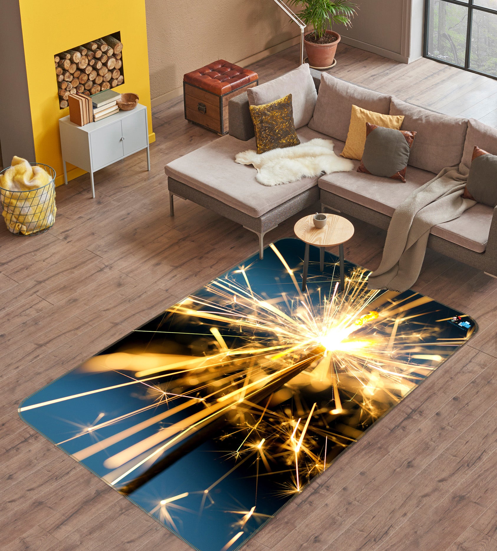 3D Fireworks 55118 Christmas Non Slip Rug Mat Xmas