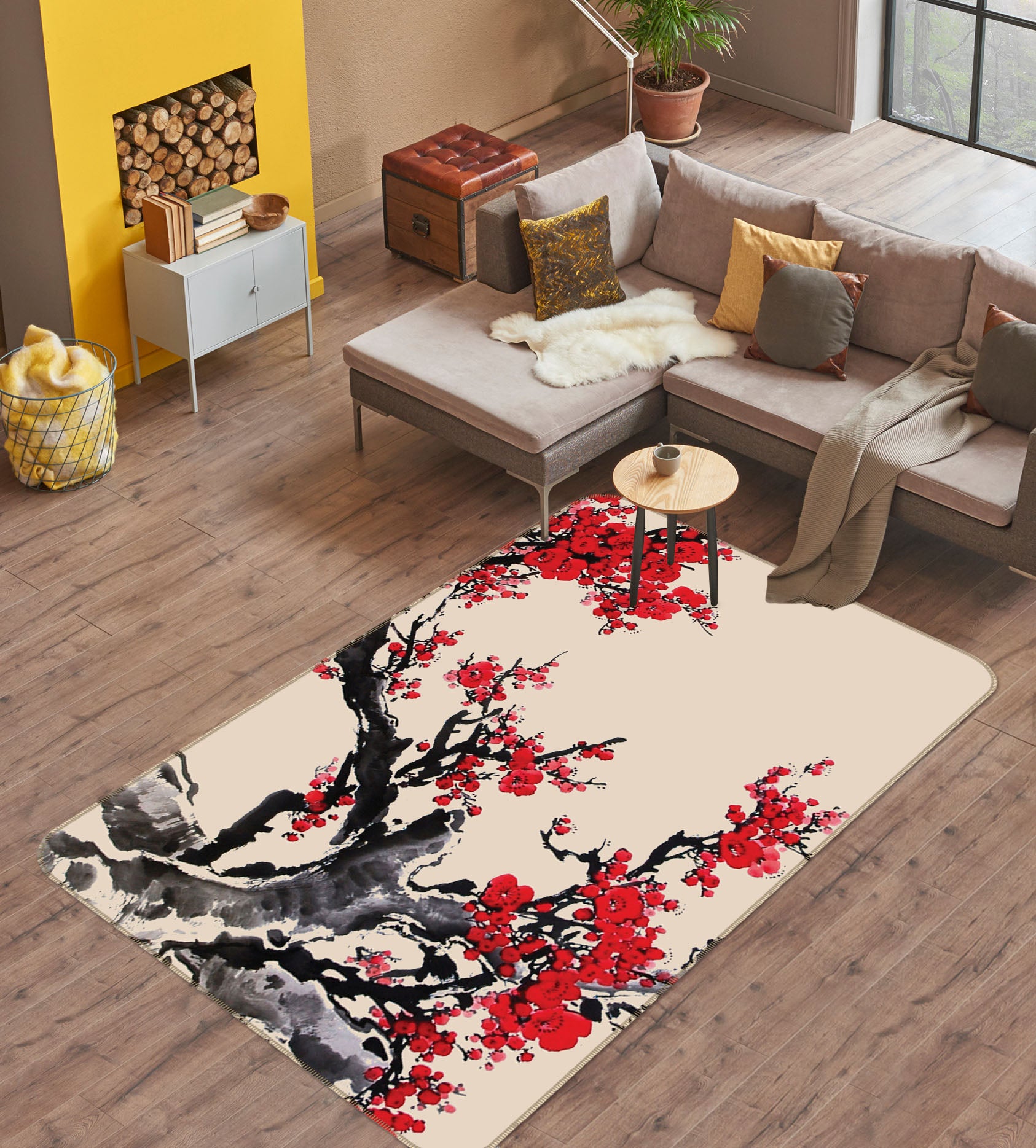 3D Plum Tree 27159 Non Slip Rug Mat