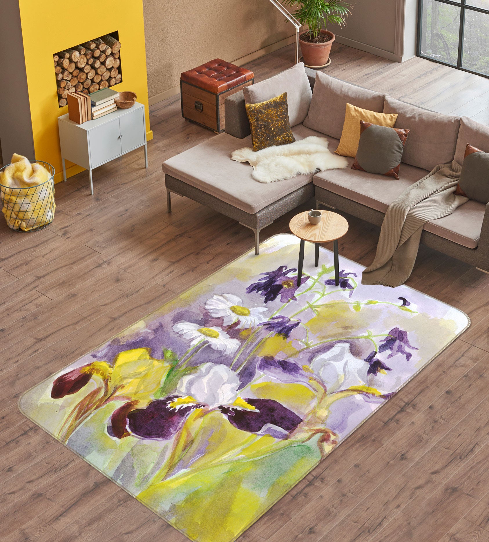 3D Flowers Pattern 33058 Non Slip Rug Mat