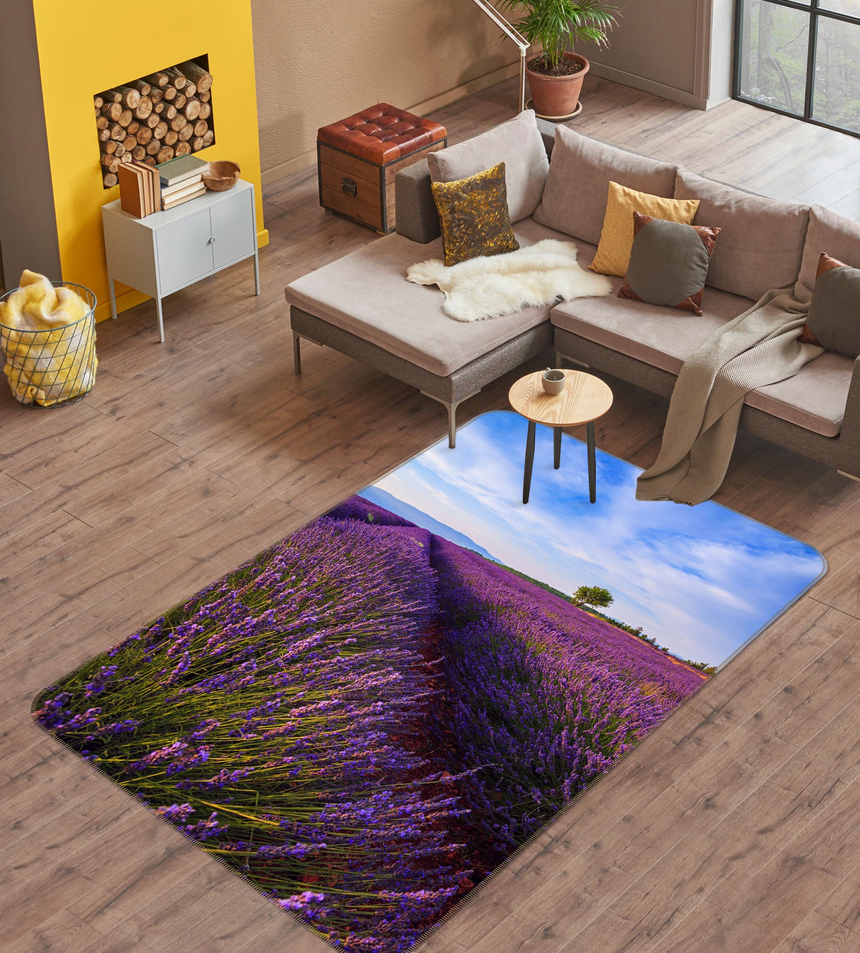 3D Lavender Flowers 34190 Non Slip Rug Mat