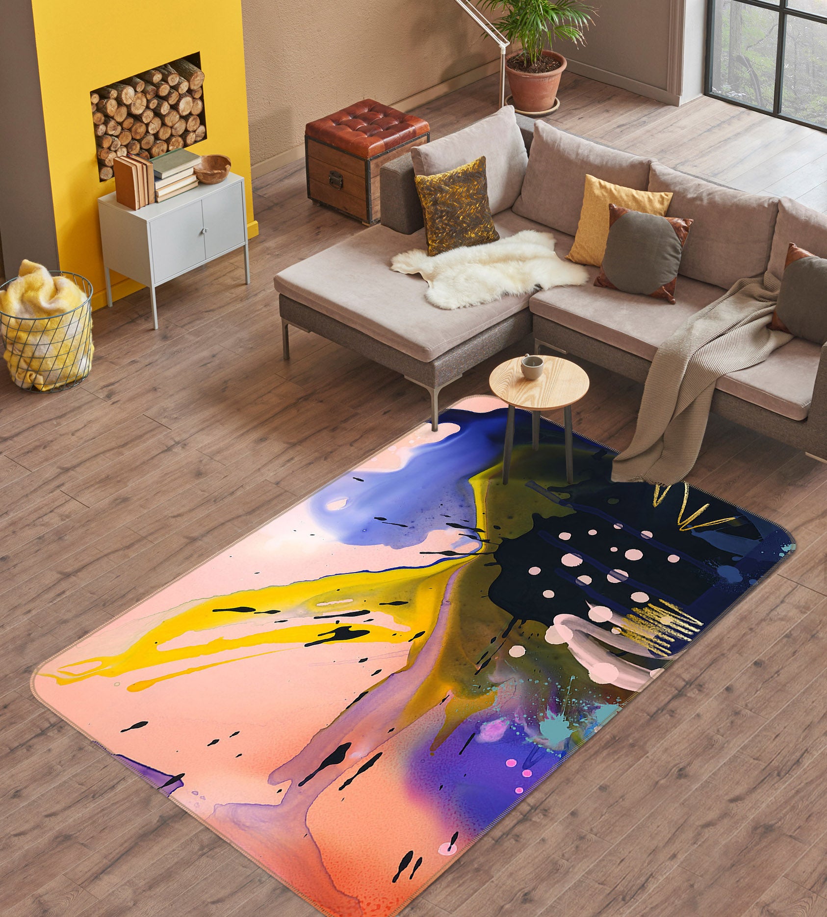 3D Color Pigment Pattern 65012 Non Slip Rug Mat